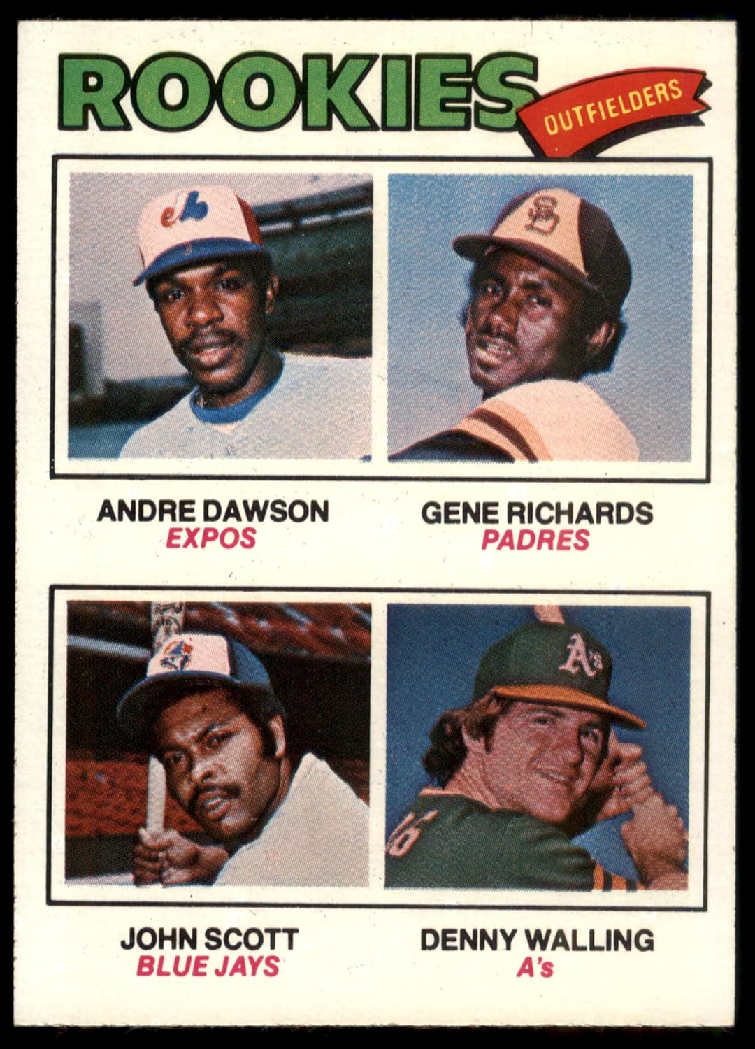 1977 Topps #473 Rookie Outfielders Andre Dawson/Gene Richards/John Scott/Denny Walling Expos/Padres/Blue Jays/Athletics (Baseball Card) VG/EX Expos/Padres/Blue Jays/Athletics