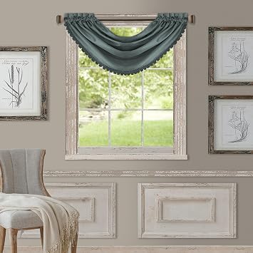 All Seasons Waterfall Window Valance, Dusty Blue - 52" W x 36" L