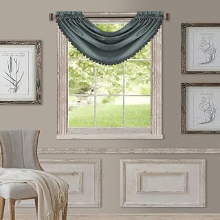 All Seasons Waterfall Window Valance, Dusty Blue - 52" W x 36" L