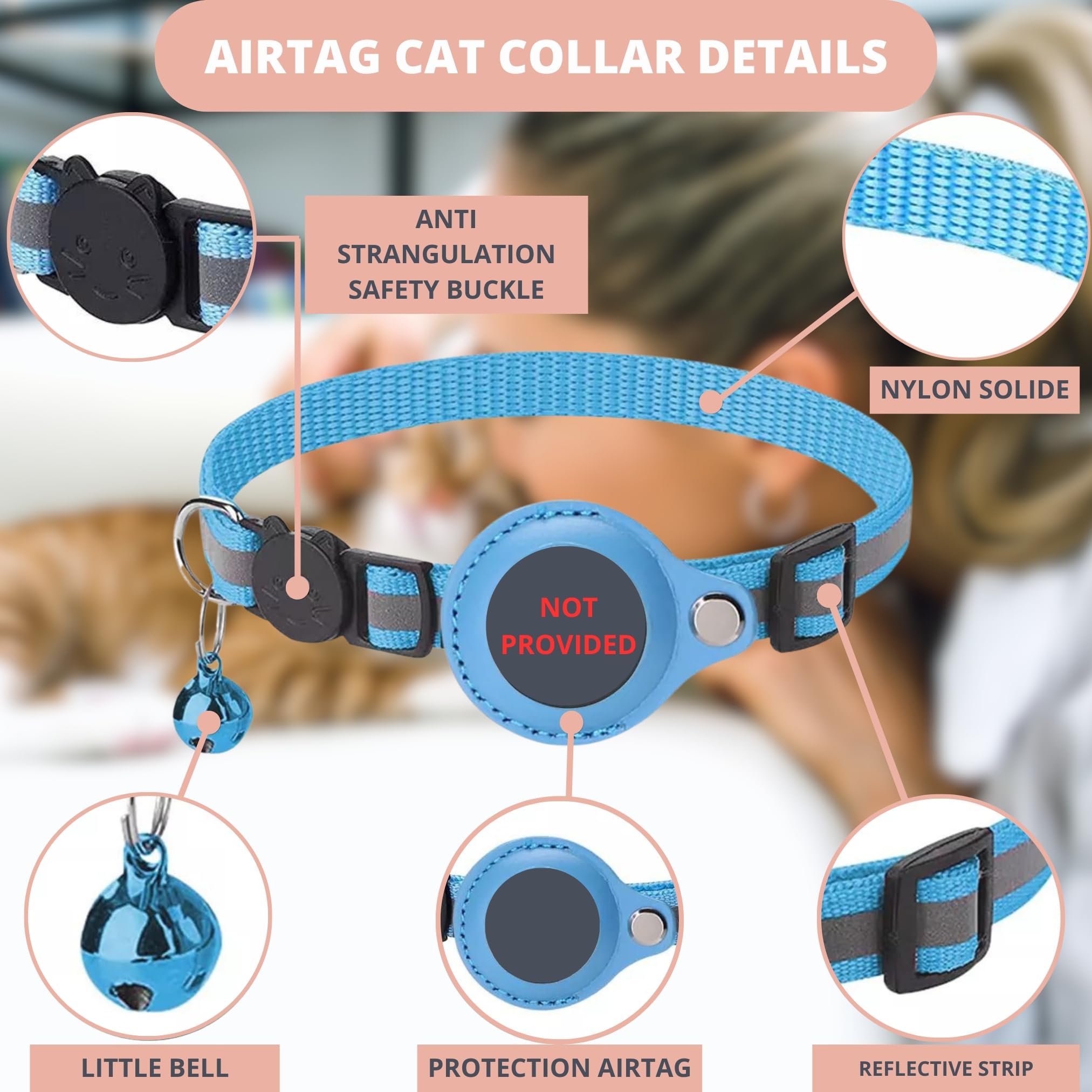 Cat Collar, Cat Accessories Compatible with Apple airtag - Image 3