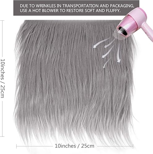 Miniatura 7 de 4 piezas de piel de zorro sintética cuadrada de tela de piel lanuda parches de tela cortados para silla, cojín de asiento para manualidades (gris)