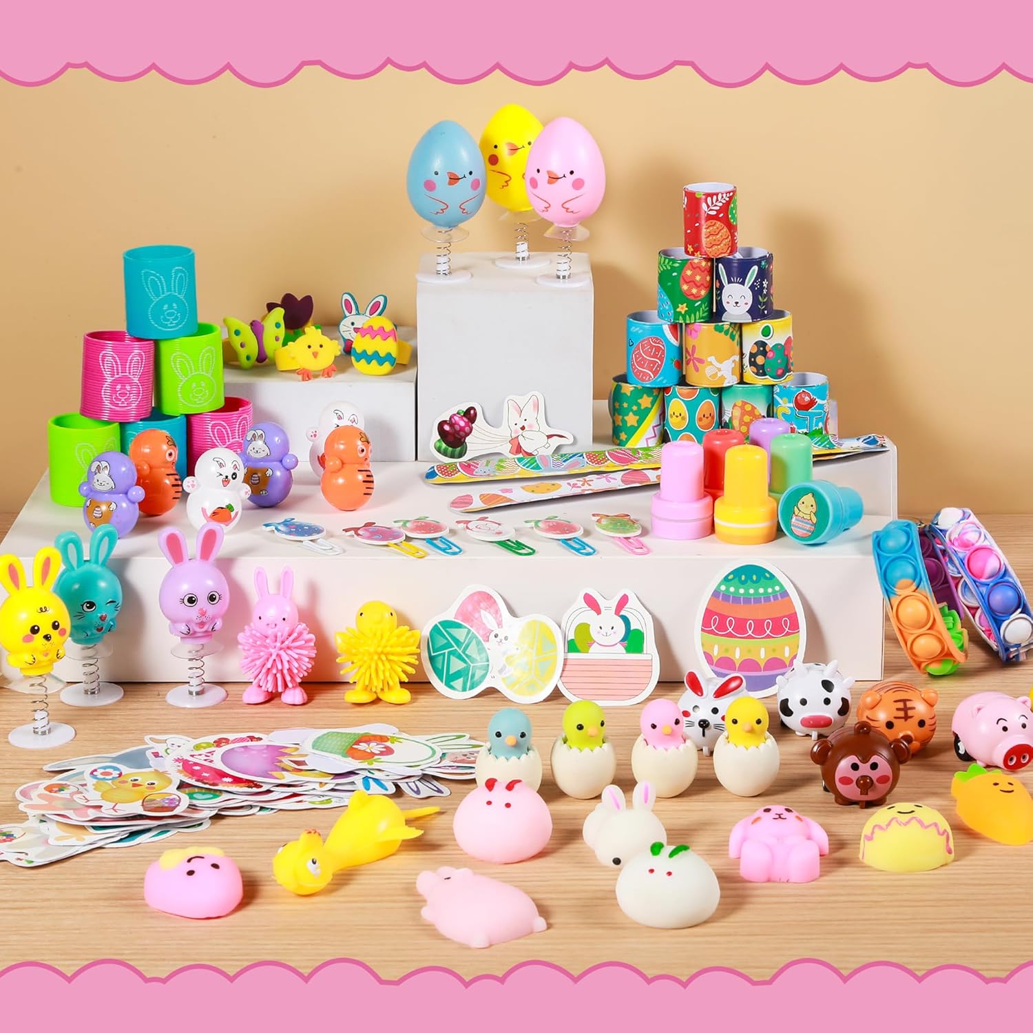 tgosomt 120Pcs Easter Basket Stuffers, Easter Egg Fillers,Essentials Gifts Ideas for Kids Boys Girls Baby, Easter Egg Stuffers, Funny Party Favors Goodie Bag Toys for 4 5 6 7 8 9 10