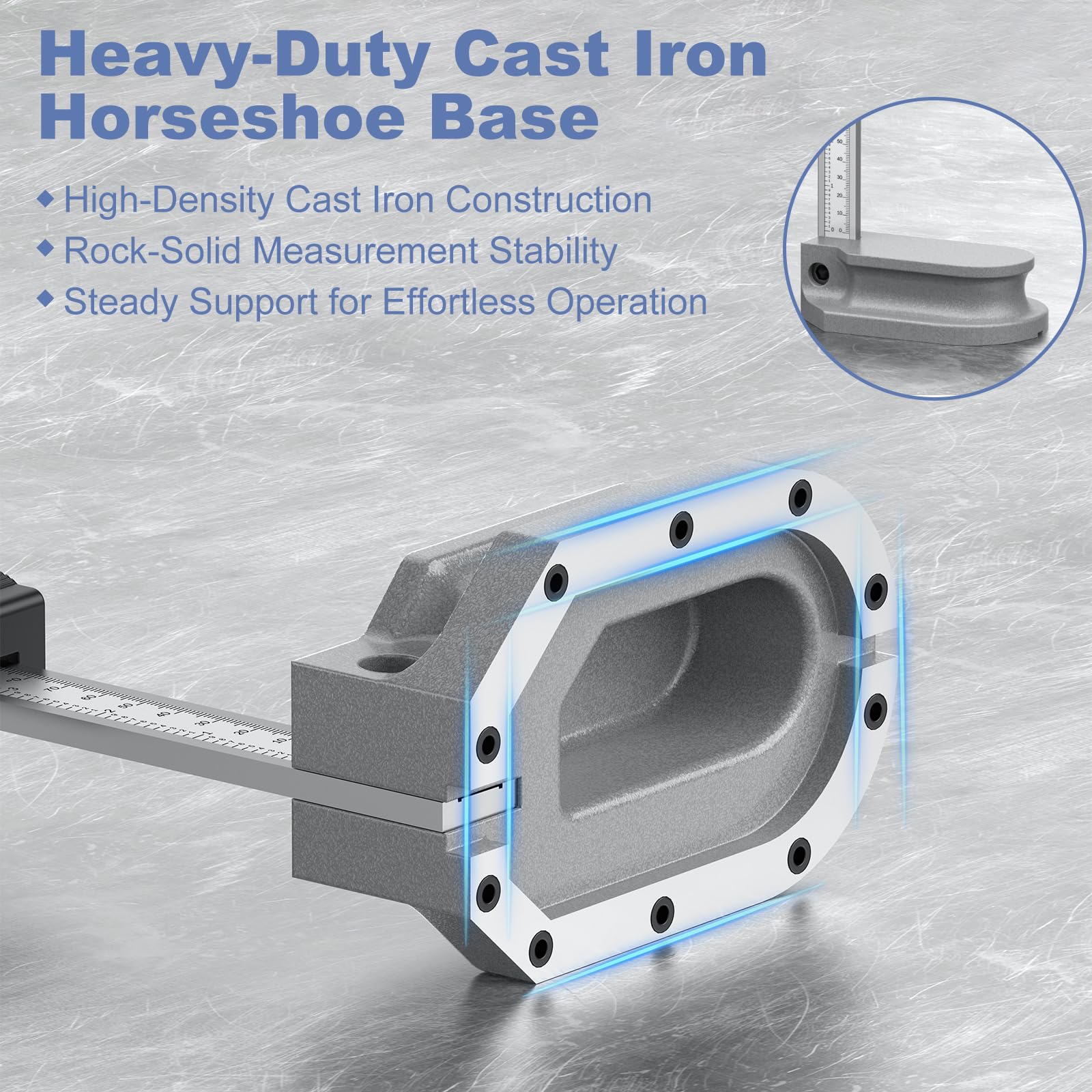 HDLNKAK Medidor de elevación digital de 12in / 300 mm con resolución de 0,0013 cm, modos de medición dobles (ABS/INC), base de hierro fundido duradera, viene con funda de transporte y baterías