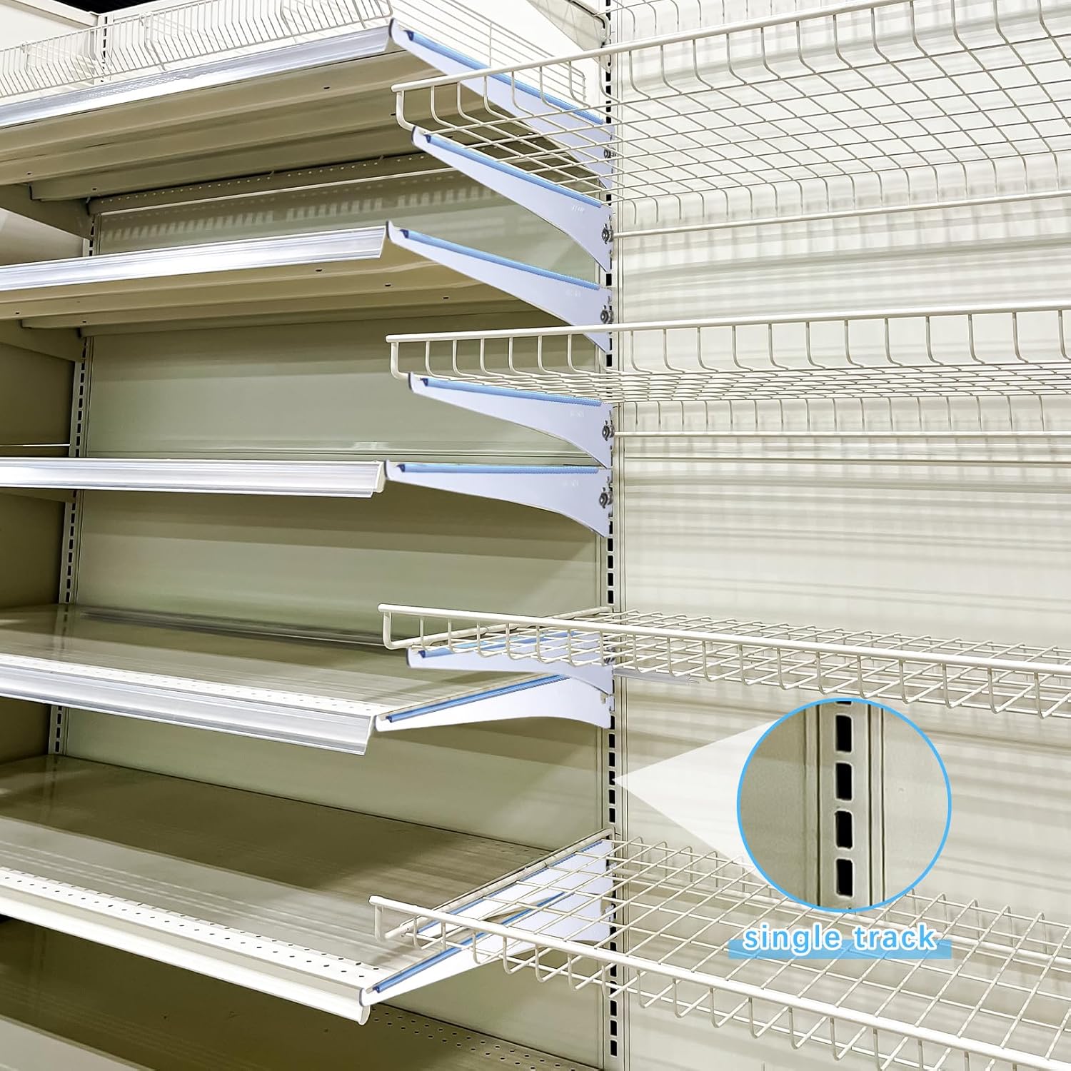 Gisafai 10 Pack Shelf Bracket Adjustable Shelving Brackets Single Track Twin Track System Metal Stand for Shelving Shelf Standard Stand for Stores Closet Kitchen(Silver,10 Inch)