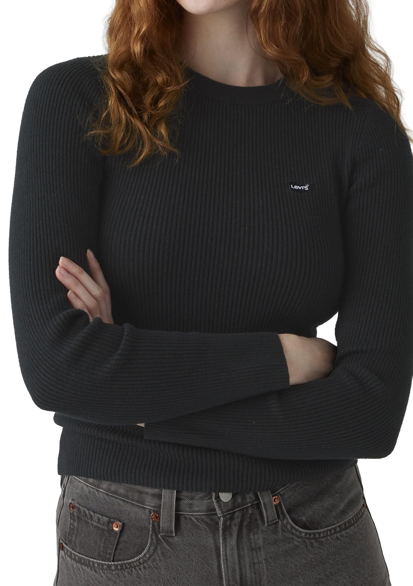 Levi's Women's Rib Crew Sweater Pullover, Anthracite Night, XS