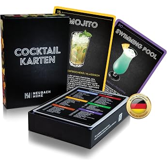 Cocktail Cards - 50 Recipes in Set Including Explanation and Videos - Bar Accessories - Party Decoration - Gift Ideas - Book Recipes