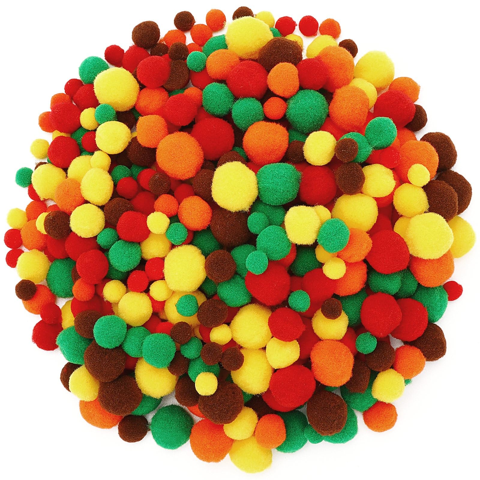 UPINS 600Pcs Fall Pompom Balls, Orange Brown Red Pom Poms for Crafts