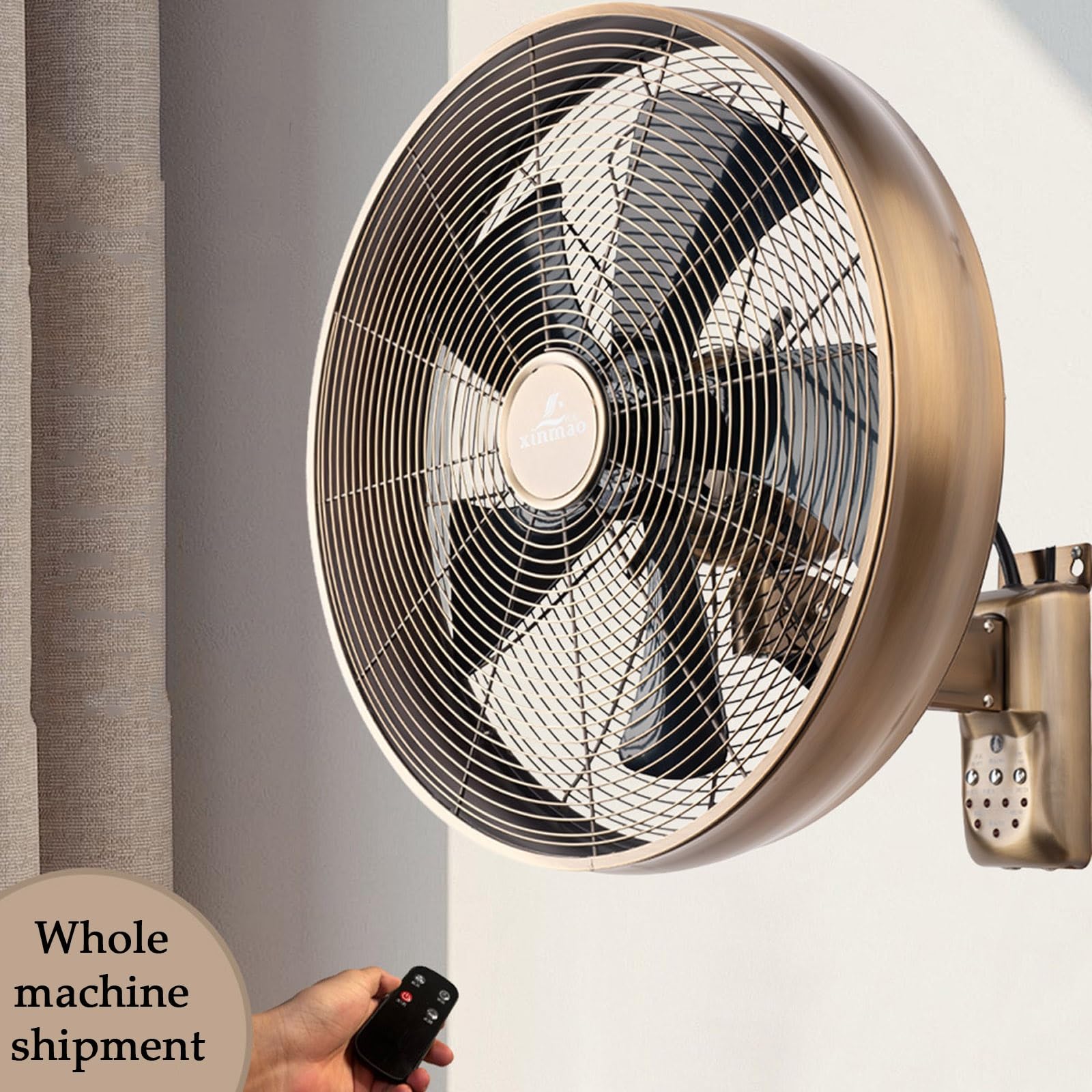 Ventilador De Pared Oscilante con Mando A Distancia Temporizador Y 3 Velocidades, Potente con 5 Aspas, Cabezal Ajustable E Inclinable, Instalación Sencilla(E 45CM/16IN)