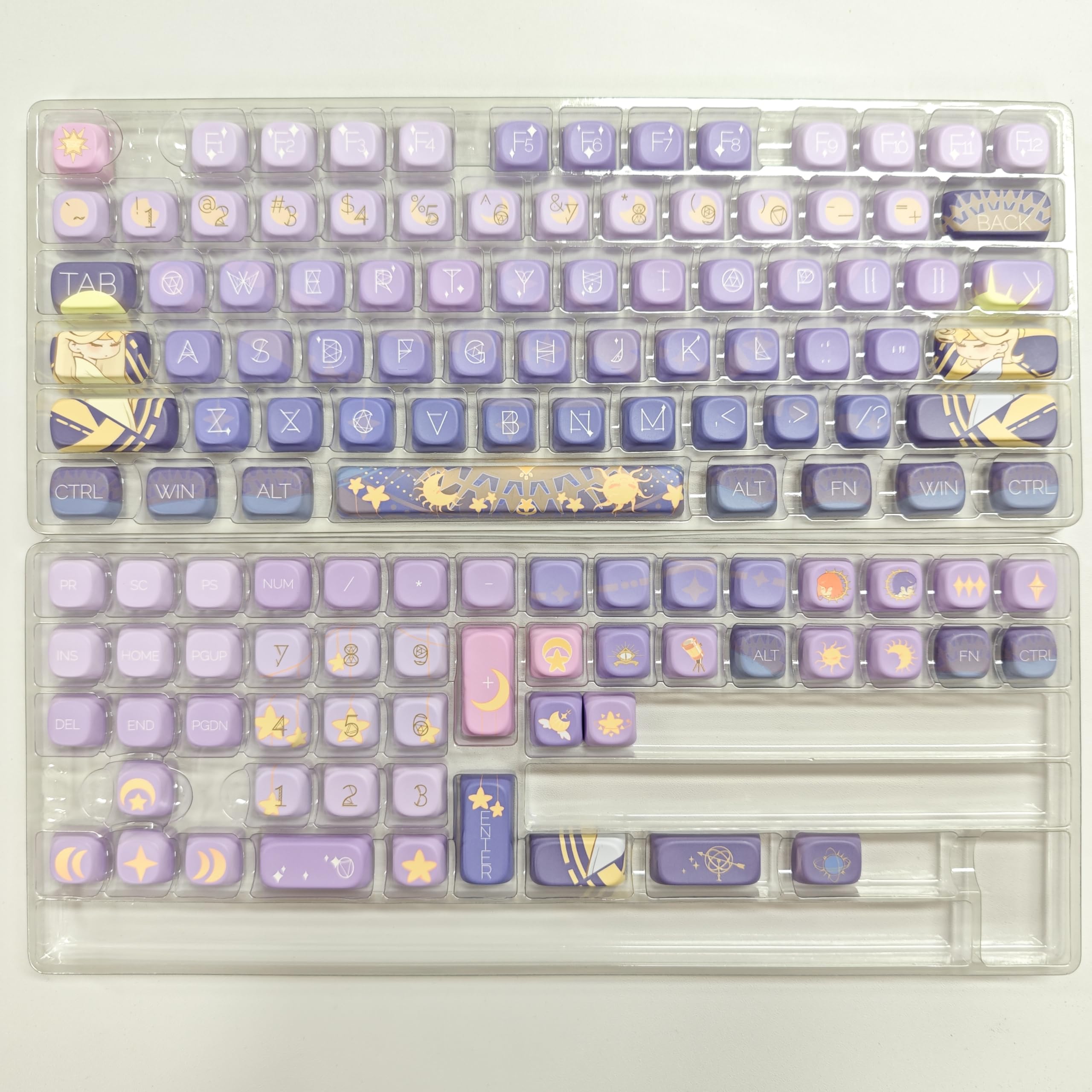 PBT Material Gradient Purple keycaps MOA XDA Profile Round keycaps Set di keycaps meccanici per tastiera compatibile con switch Cherry MX, Gateron, TTC e cloni (MOA-Starry River Dream)