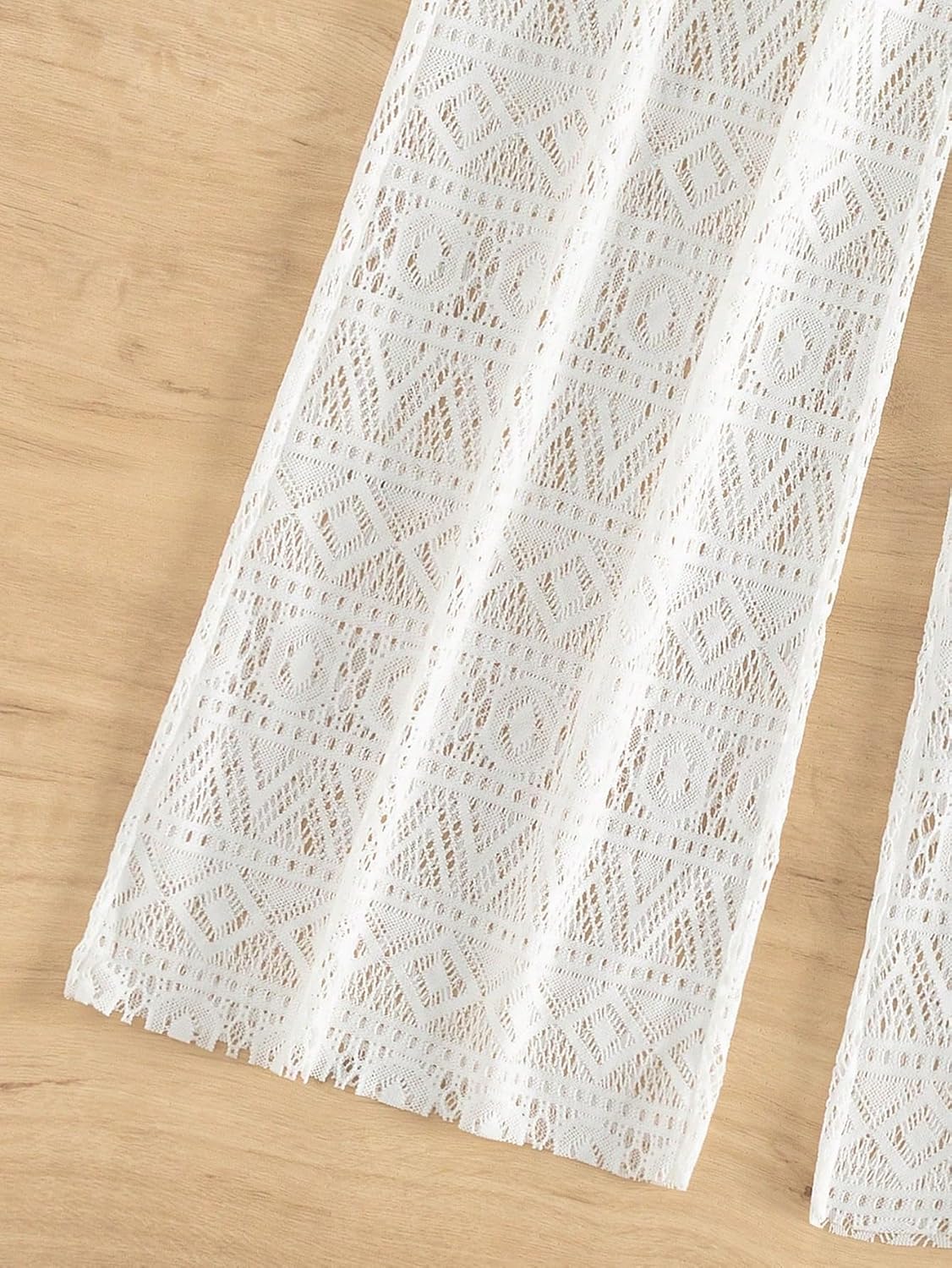 Milumia Women's Hollow Out Crochet Beach Pants Drawstring Tie High Waist Swimsuit Cover Up Pants - Image 4