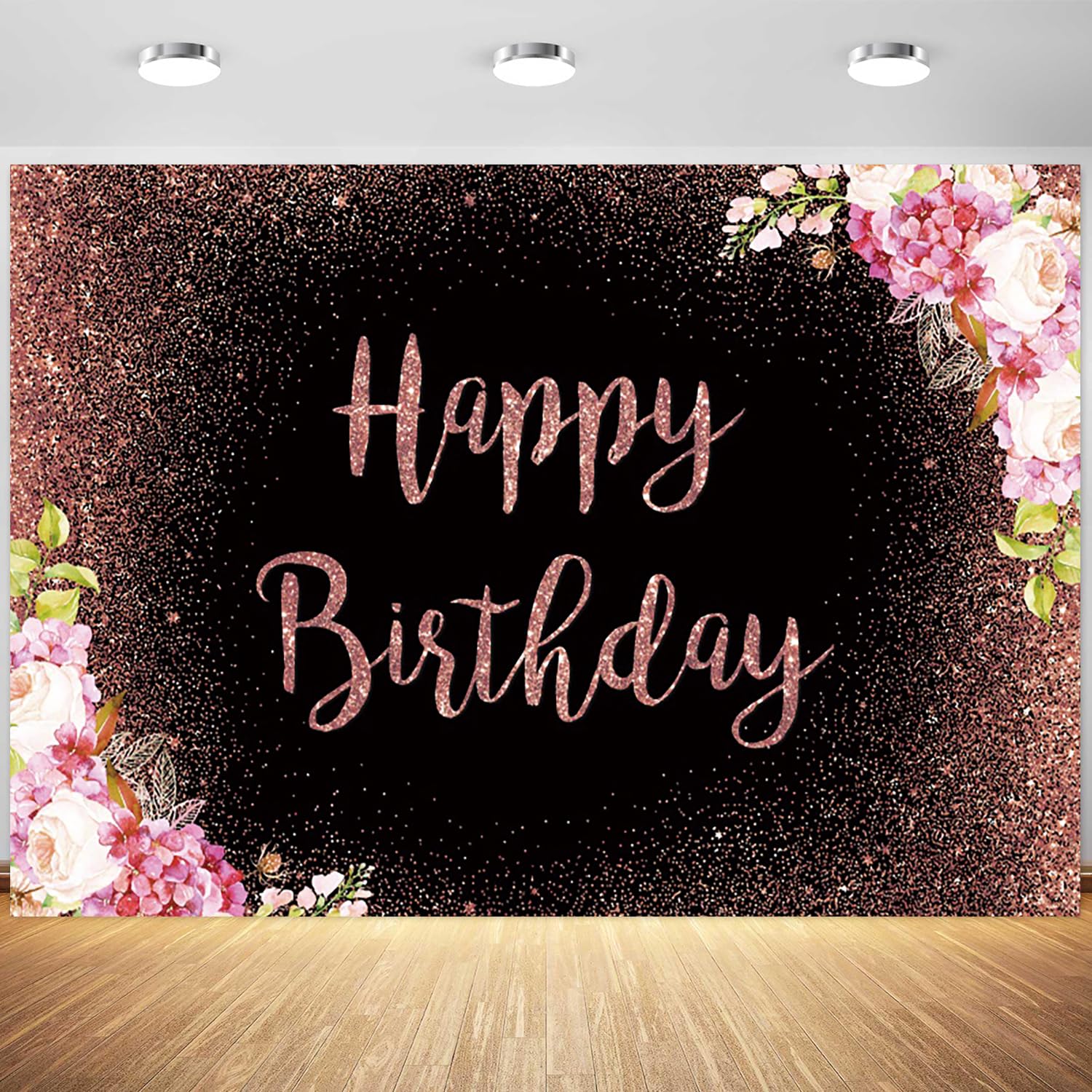 CenVen Pink Rose Gold Happy Birthday Backdrop Glitter Rose India