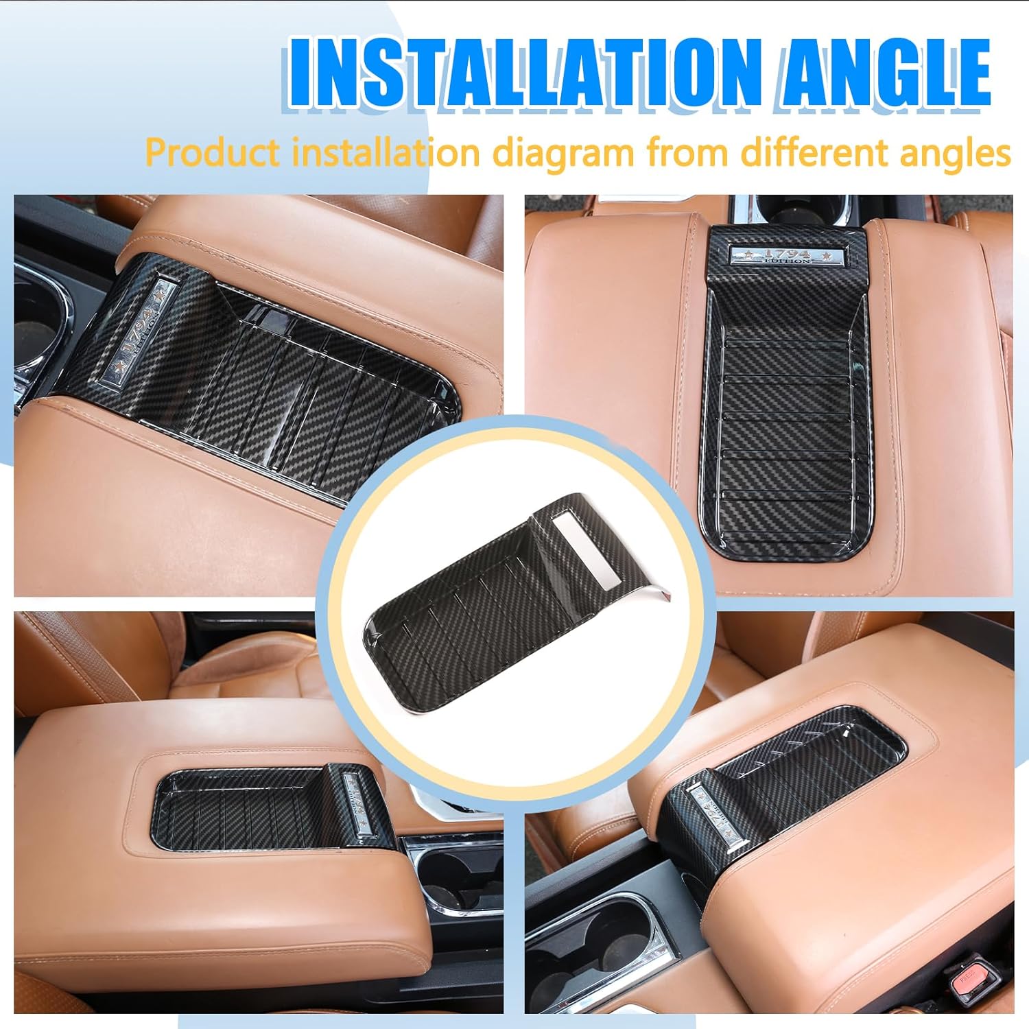 LLKUANG Center Console Armrest Box Storage Box Cover Slot Sticker Car Accessories for Toyota Tundra 2014-2021 ABS Plastic (Carbon Fiber Style)