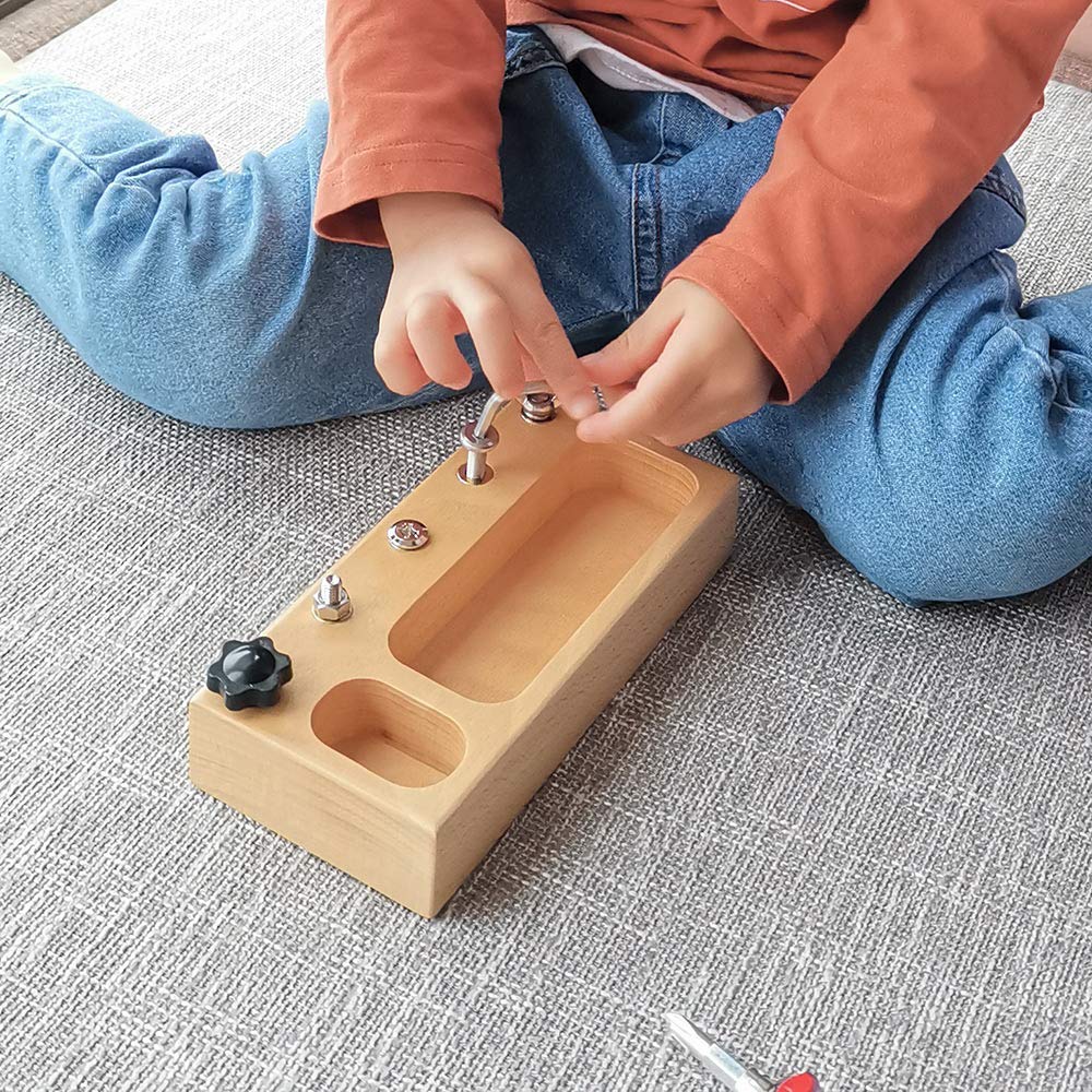 Jeu Montessori Tournevis Et Serrures - Planche En Bois Avec Vis, Clés, Cadenas - Motricité Fine Pour Enfants 3 à 5 Ans - Jouet éducatif Sensoriel - 11