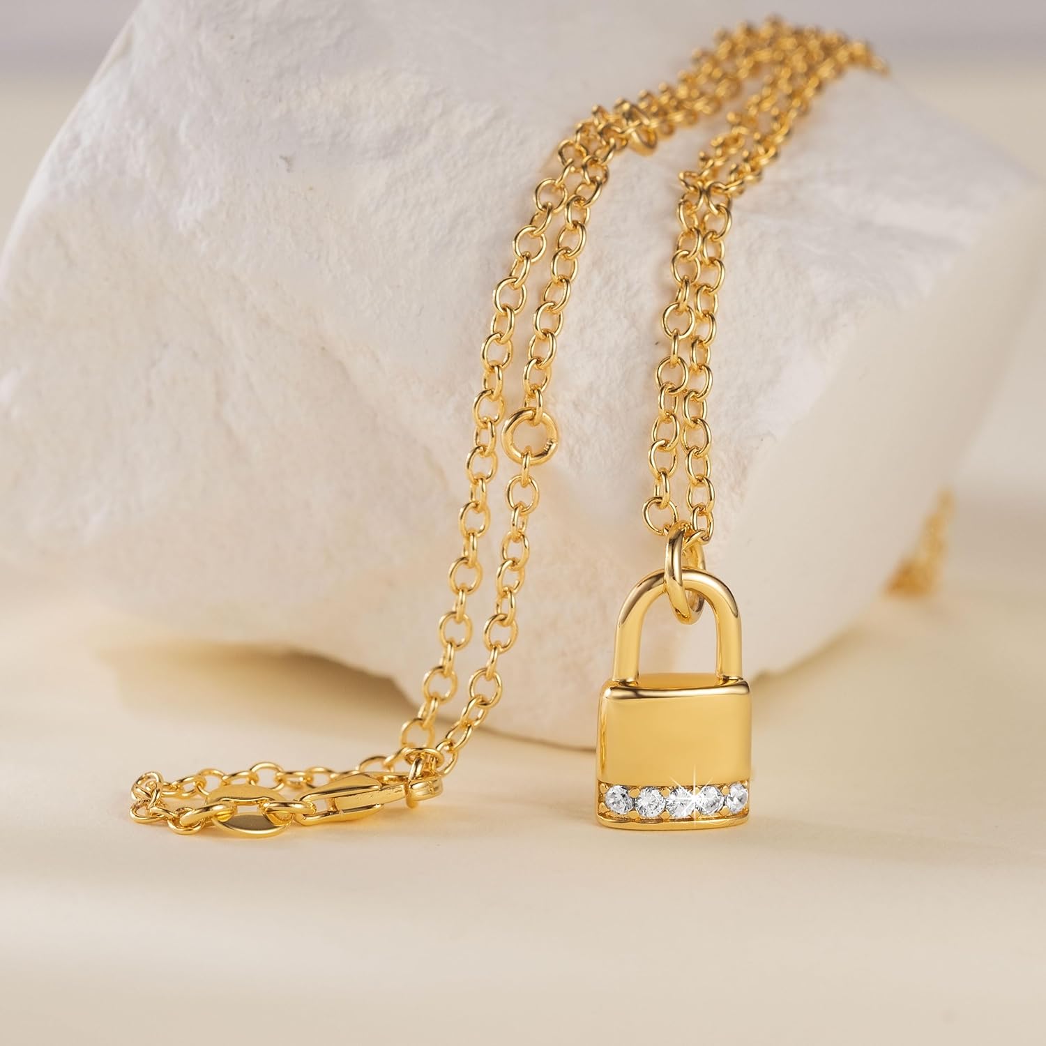 Gold Necklace for Women 14k Gold Necklaces for Women Trendy Lock Necklace Pendant Lightweight And Eye-Catching Padlock Necklaces - Image 6