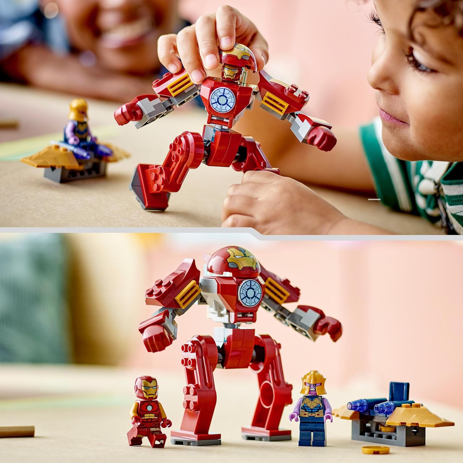 Lego 76263 Marvel Iron Man Hulkbuster vs. Thanos Set for Children from 4 Years, Superhero Action Based on Avengers: Infinity War, with Buildable Action Figure, Toy Plane and 2 Mini Figures