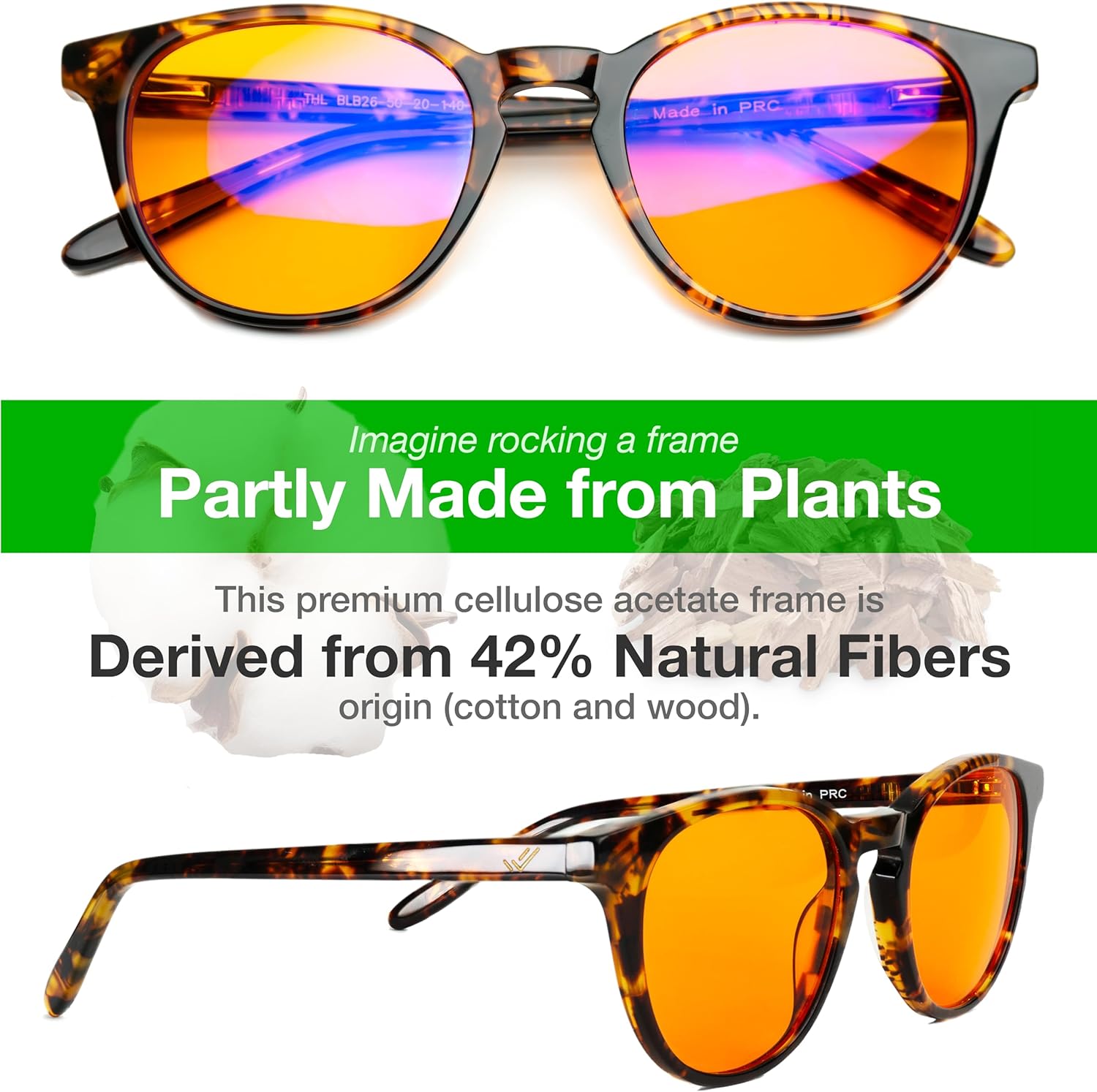 Orange Blue Light Blocking Glasses for Better Sleep - 99.5% Premium Acetate Migraine Glasses for Women & Men - Image 2