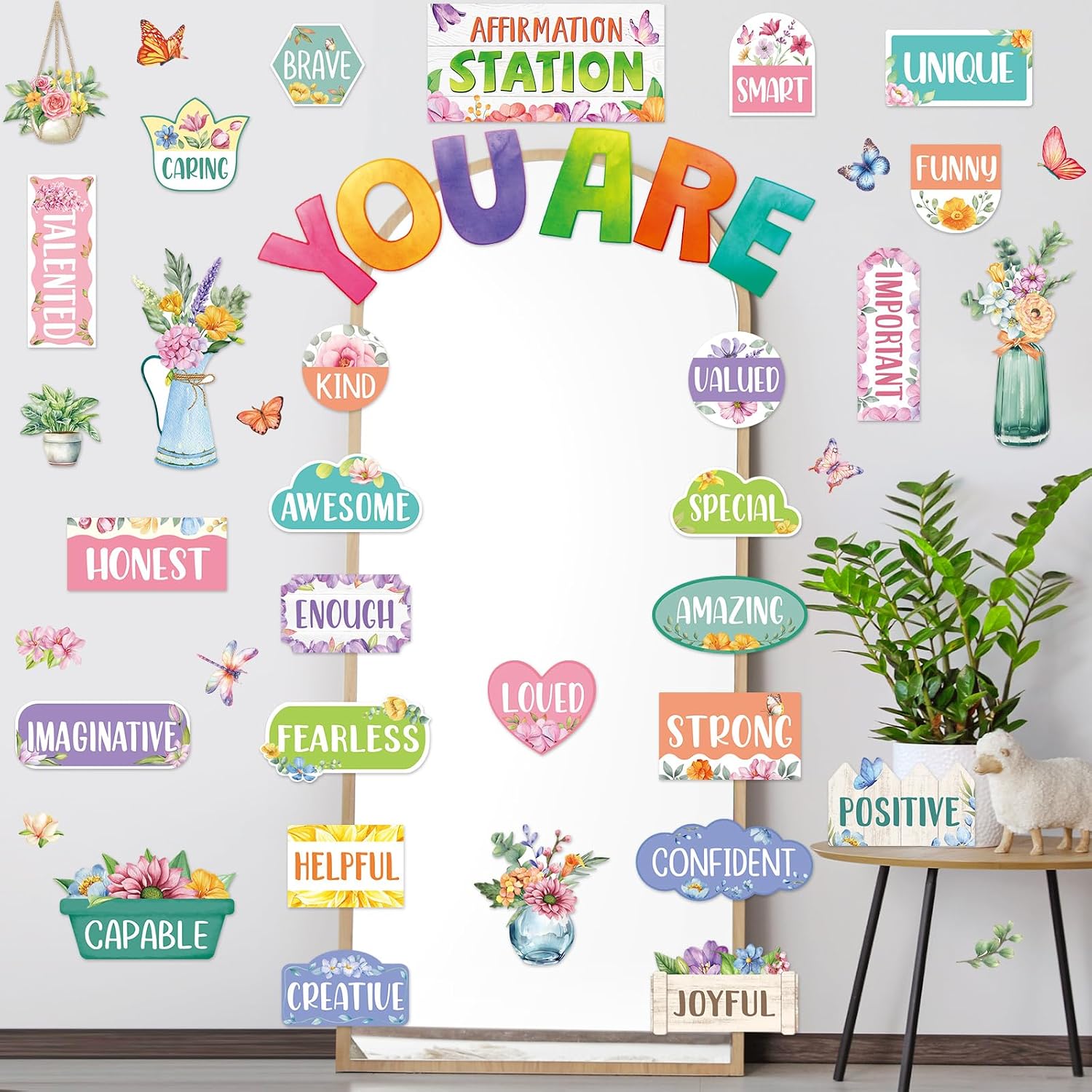 45pcs Flower Affirmation Station Bulletin Board Classroom Decor image 5