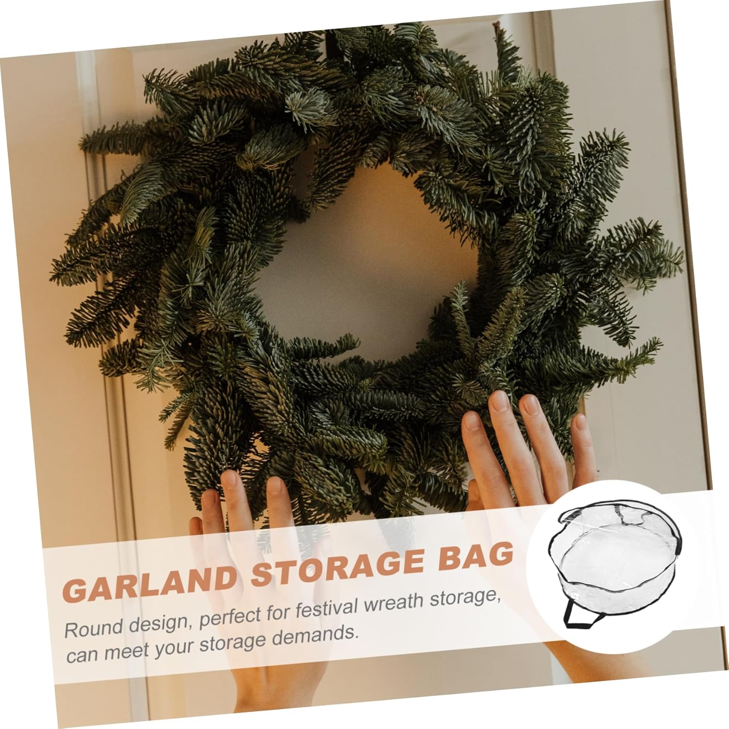 MAGICLULU 2Pcs Transparent Christmas Wreath Storage Bag Round Packing Container for Wreaths Material and Reusable Tote for Holiday Decor