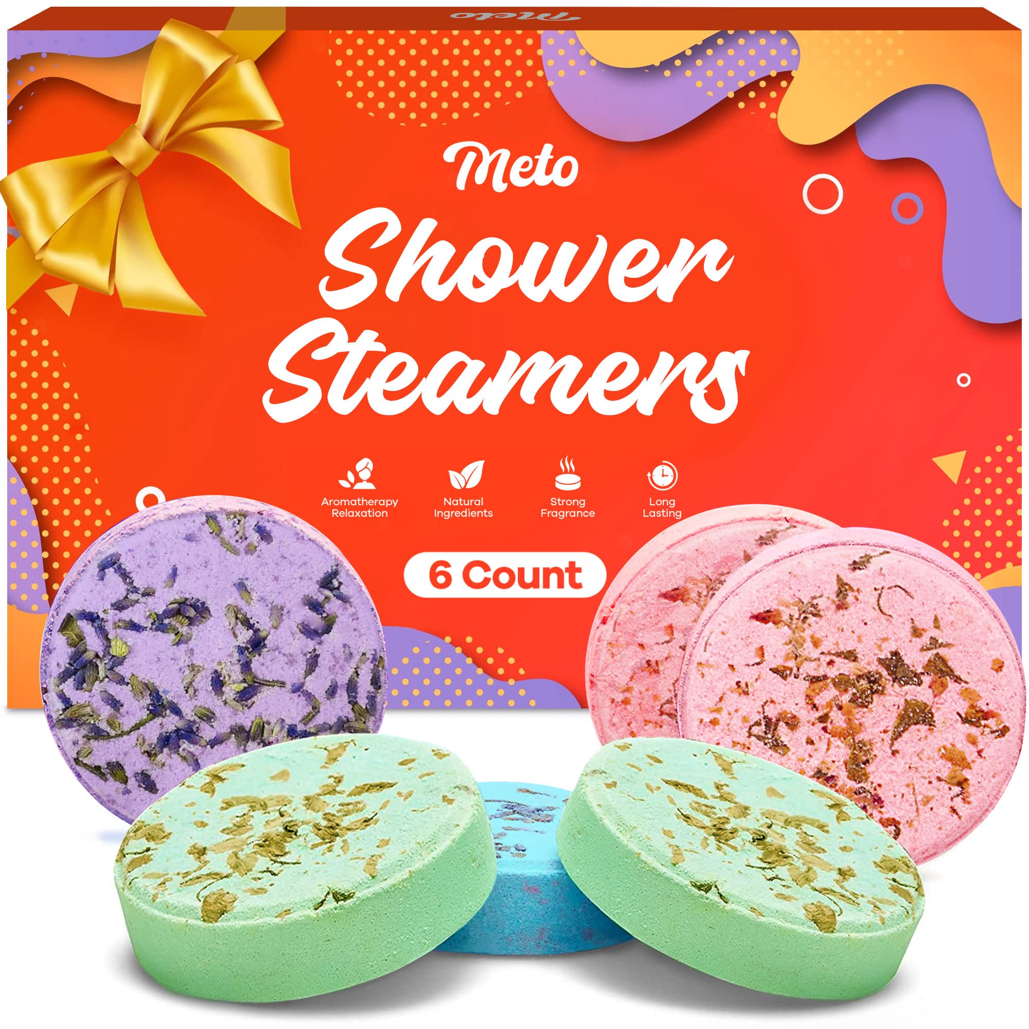 Meto Shower Steamers Aromatherapy (4 Count), Bath Bombs with Various