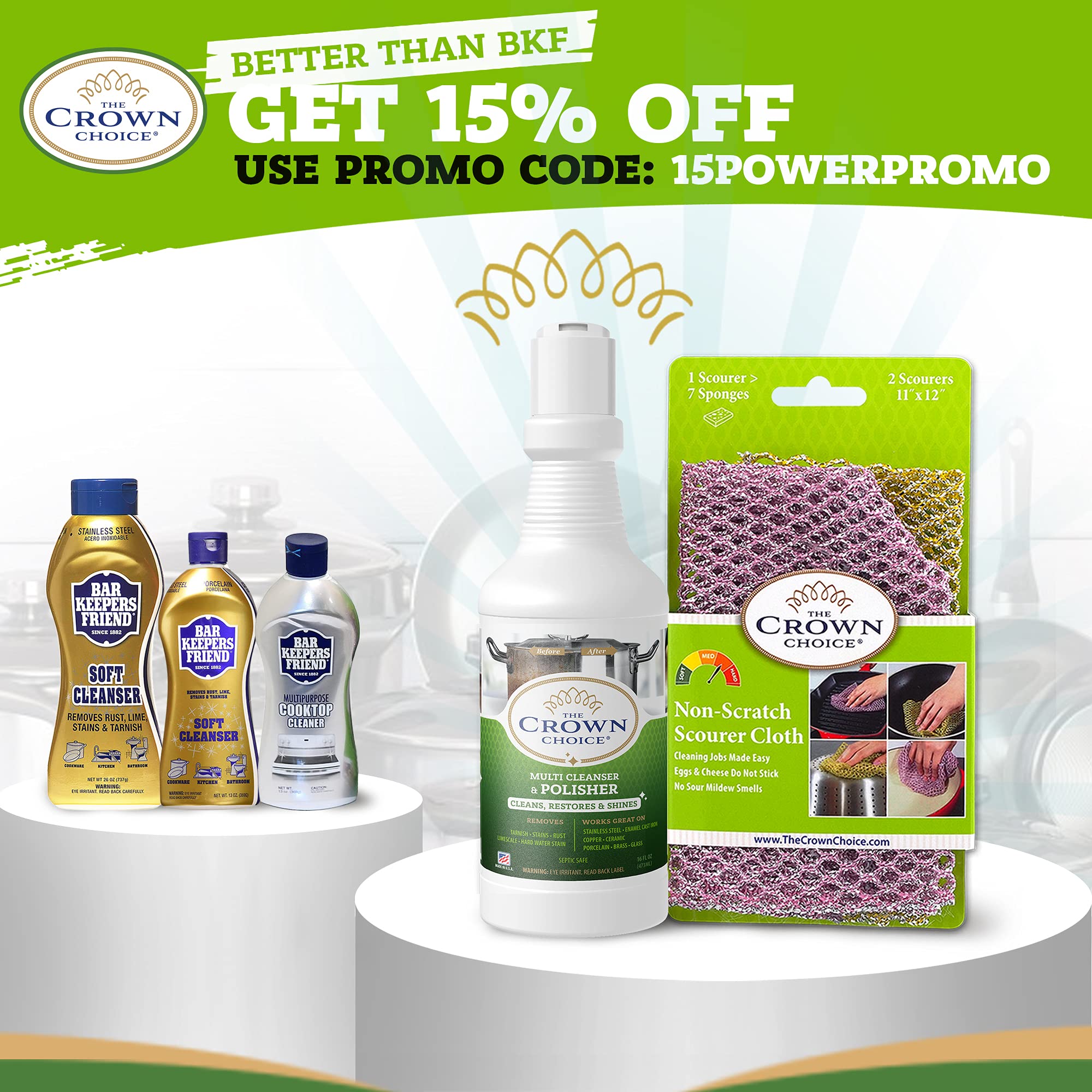 Bar Keepers Friend Soft Cleanser and Non Scratch Scouring Kit Pot