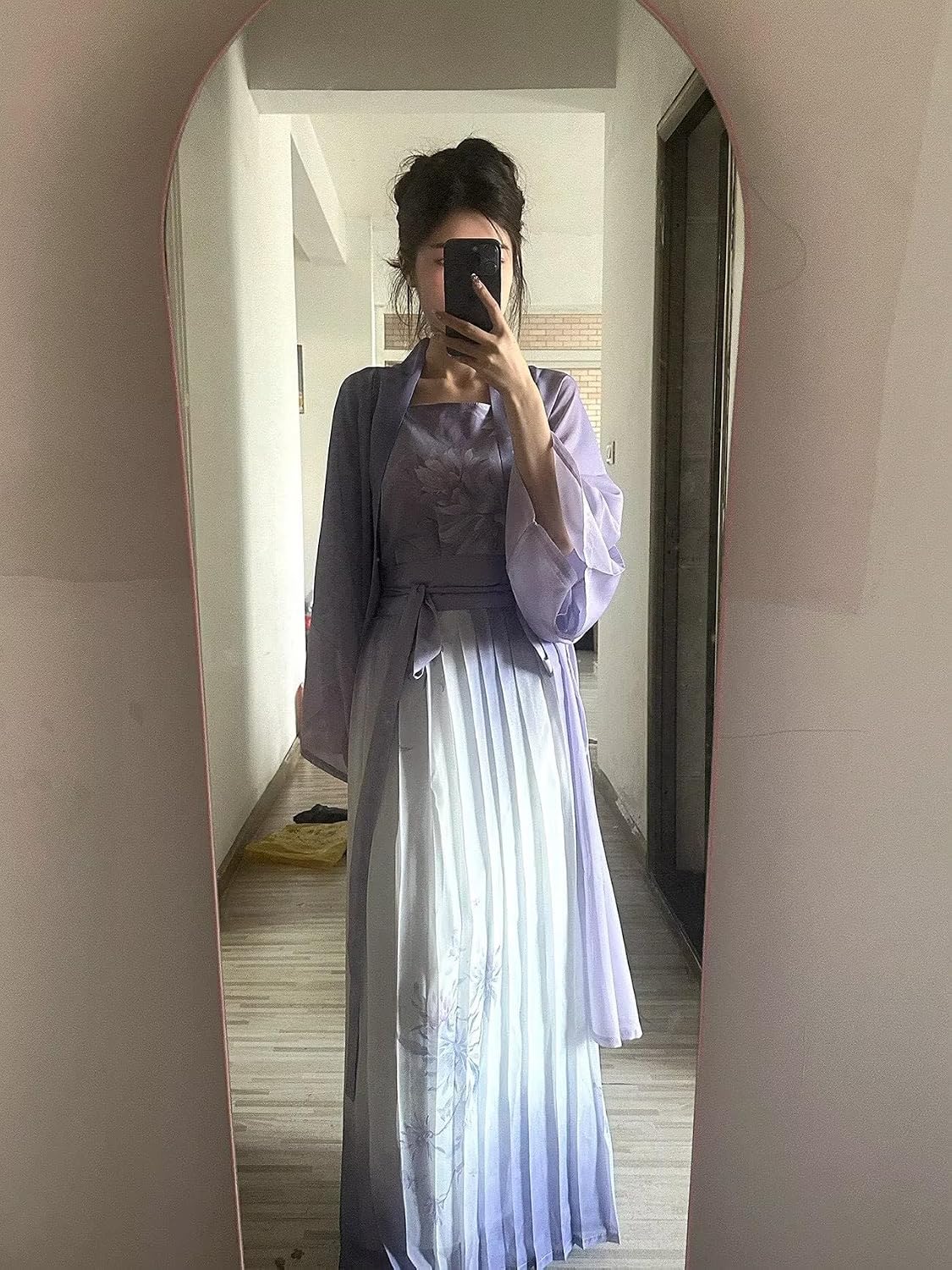 Chinese Hanfu Women Traditional Cosplay Costume Ancient Song Dynasty 2025 Summer Purple Print Hanfu 3pcs Suit