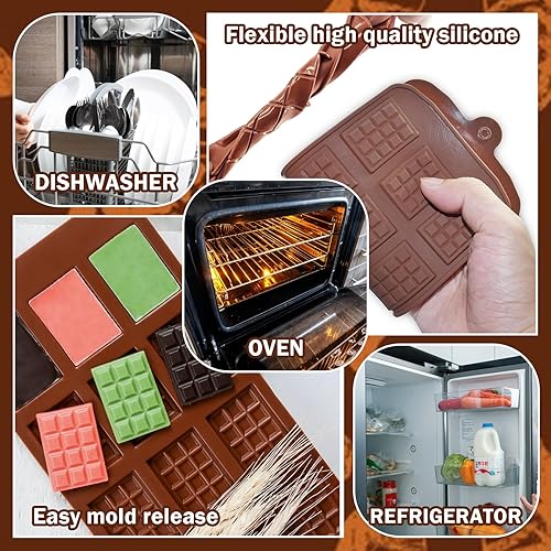 Miniatura 4 de 2 moldes de chocolate para romper parte, moldes de silicona para proteínas de caramelo y barras energéticas, fáciles de liberar, de grado