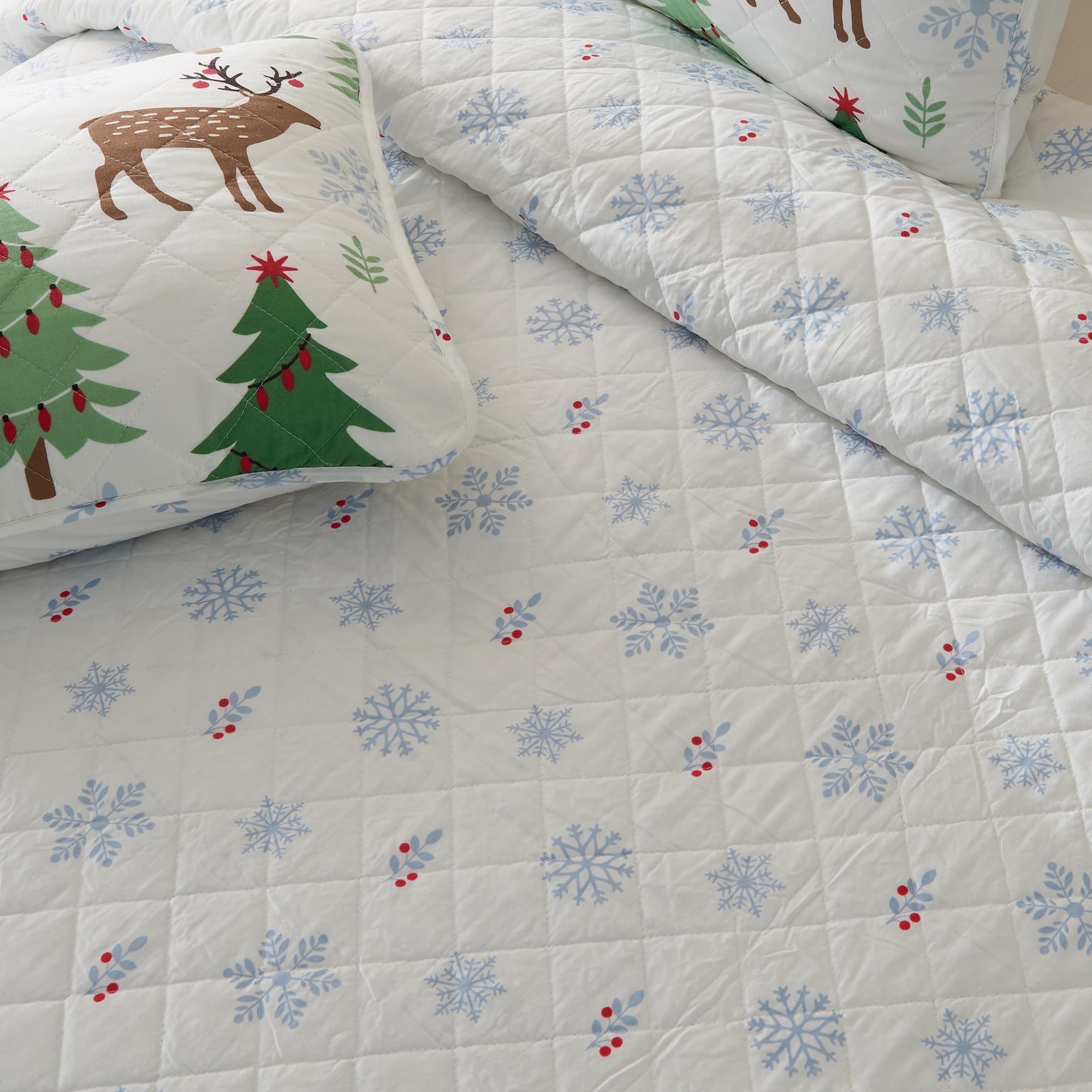 Great Bay Home Set copripiumino natalizio con federe, reversibile, motivo festivo, collezione Holly (King)