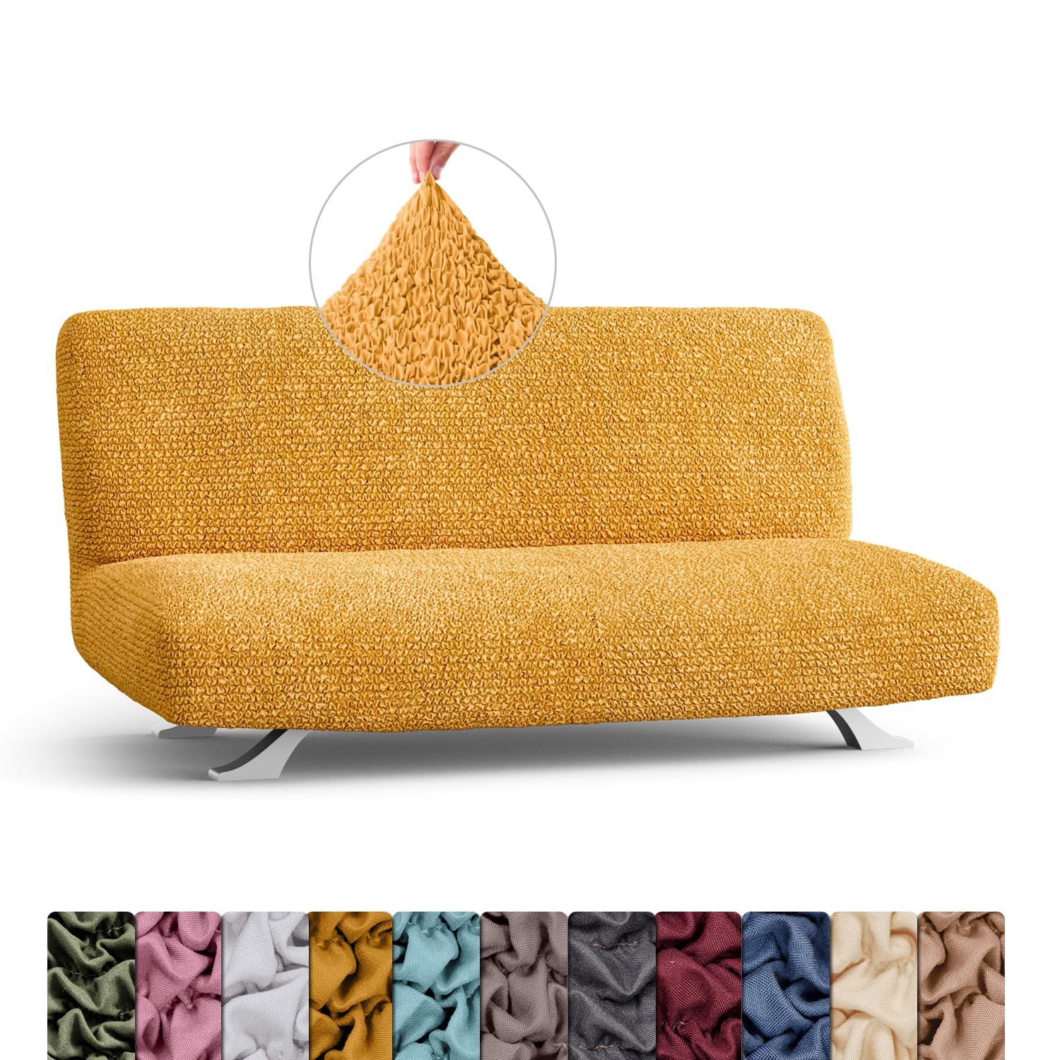 Menotti 3 Seater Couch Cover - Sofa Cover - Sofa Protector - Soft Polyester Fabric Slipcover - 1-Piece Form Fit Stretch Elastic Stylish Furniture Cover - Microfibra - Grey (3 Seater) — view 44