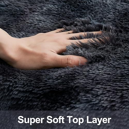 Miniatura 5 de JKMAX Alfombras peludas para sala de estar, alfombra de felpa suave gris de 4 x 6 pies para dormitorio, guardería, habitación de niños, decoración