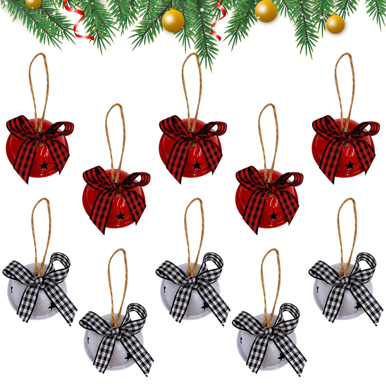 Larfraecy 10 Piezas Adornos de Campanas de Navidad, Adornos Colgantes de cascabeles Campana de Metal decoración del árbol de Navidad Campana Decorativa Artesanal para Fiesta, Puerta(Estrella)
