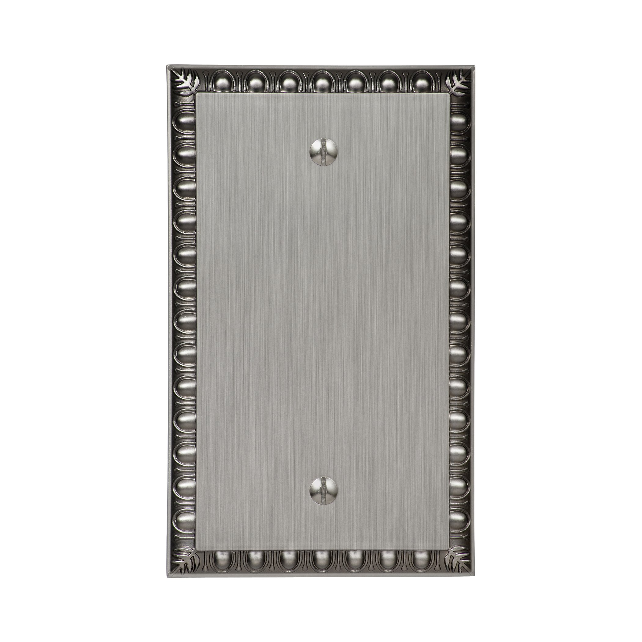 Amerelle Egg & Dart Single Blank Cast Metal Wallplate in Antique Nickel