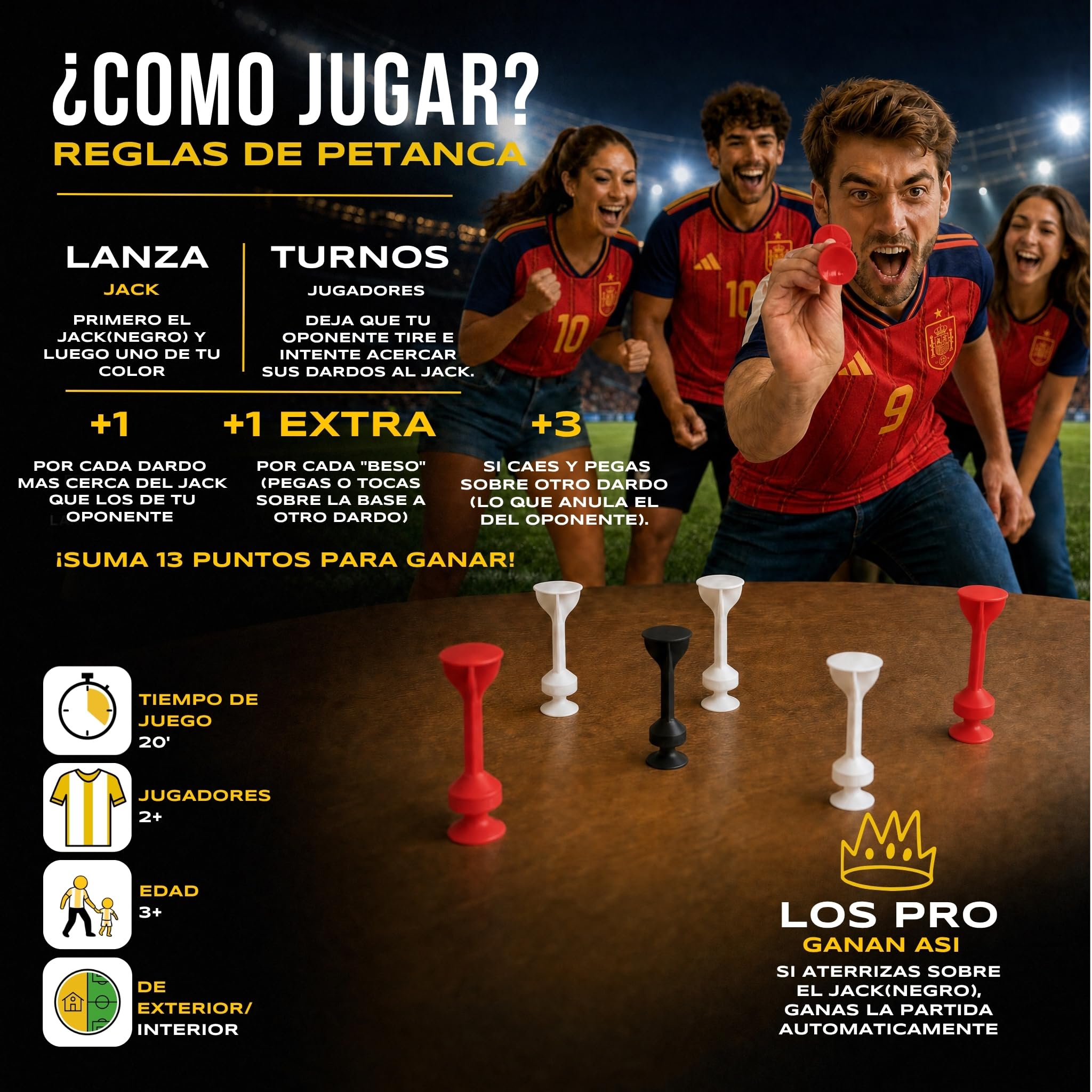 TOSSIT Juego de Dardos con Ventosa, Bocce Interior Exterior, Silicona Resistente, World Football Edition