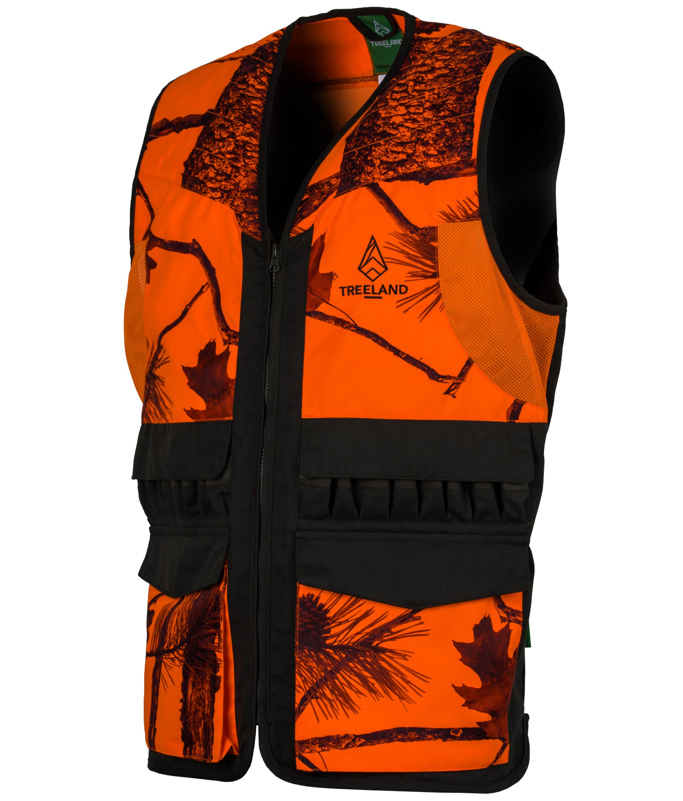 Somlys Gilet de Chasse Camouflage Orange et Vert, 100% Polyester T600N