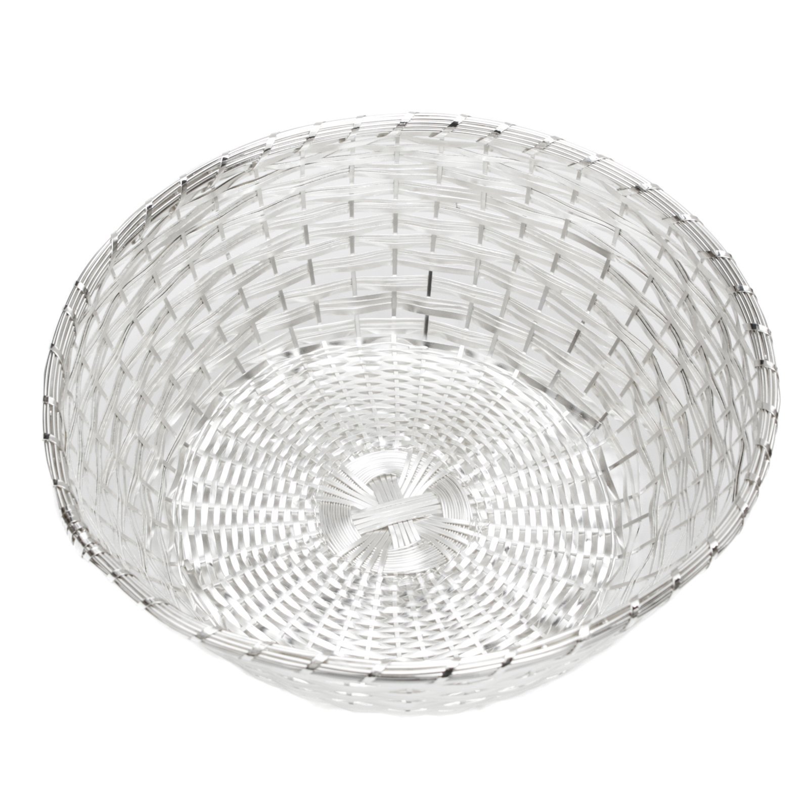 Designerski koszyk na pieczywo pleciony 25 cm ø posrebrzany zabezpieczony przed matowieniem koszyk do serwowania okrągły miska na owoce koszyk metalowy nierdzewny (duży)