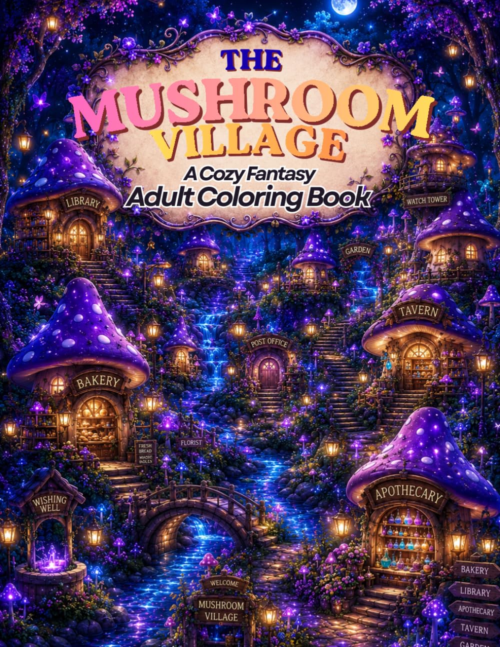 The Mushroom Village: A Cozy Fantasy Adult Coloring Book of Enchanted Fungal Worlds, Hidden Villages & Magical Forest Life