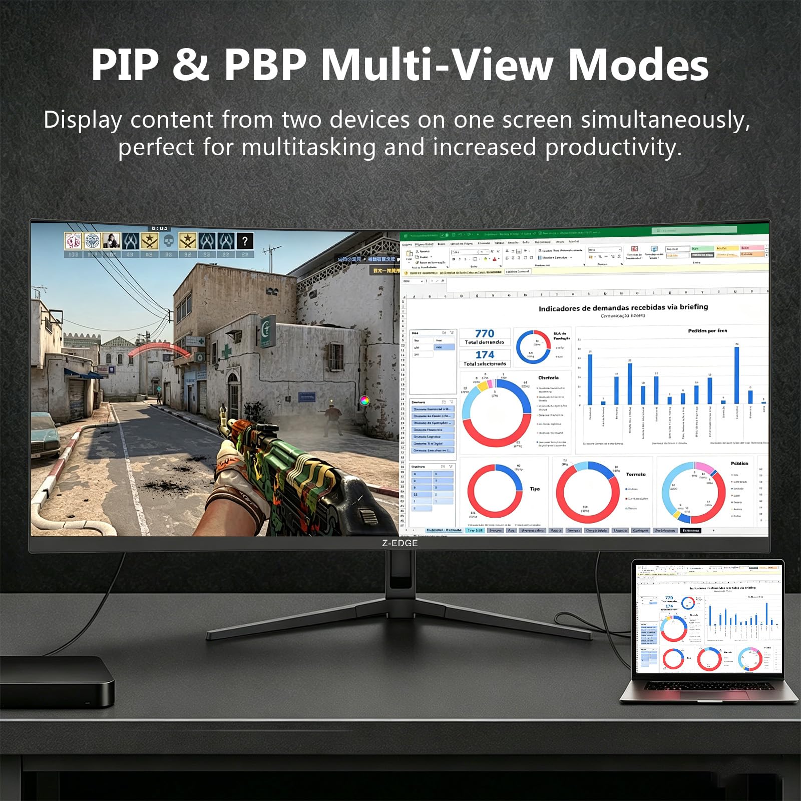 Z‑Edge Monitor Gaming 34 pollici Curvo UWQHD 1440p VA 200 Hz 1 ms FreeSync Nero