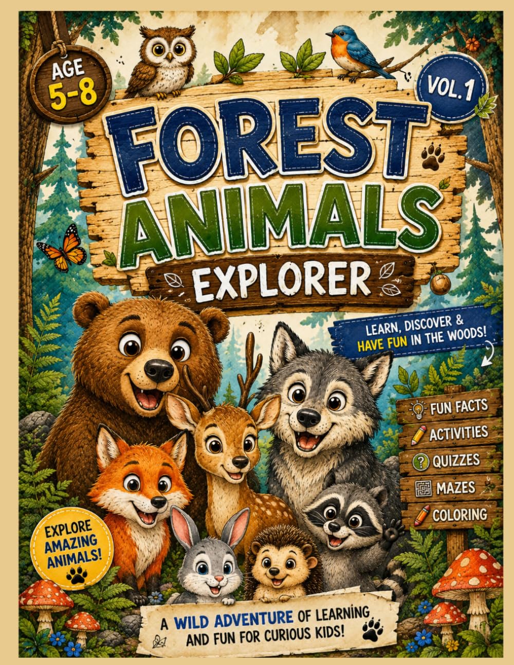 Forest Animals Explorer: Fun Facts, Coloring Pages, Quizzes & Mazes for Curious Kids Ages 5–8 (WILD EXPLORER ADVENTURES™)
