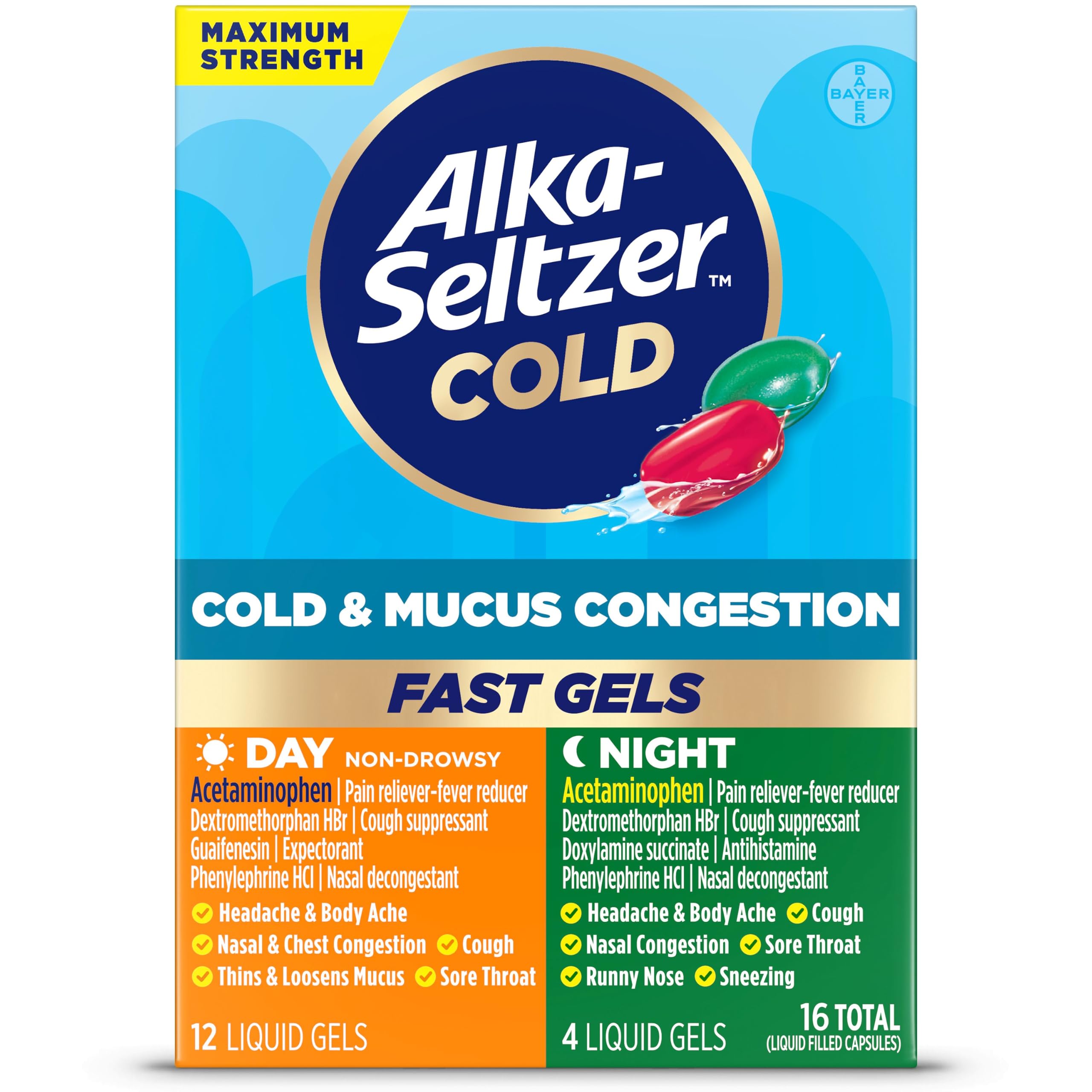 Amazon.com: Alka-Seltzer Cold, Cold & Mucus Congestion Max