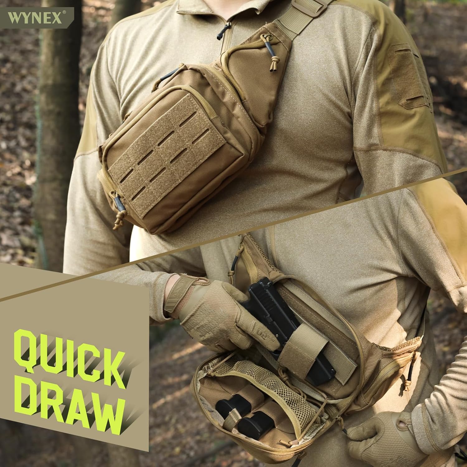 WYNEX Concealed Carry Fanny Pack Pistol Pouch, Tactical Fanny Pack Handgun Pouch with Universal Pistol Holster CCW EDC Waist Pack of Adjustable Paracord Suspension System for Men - Image 5