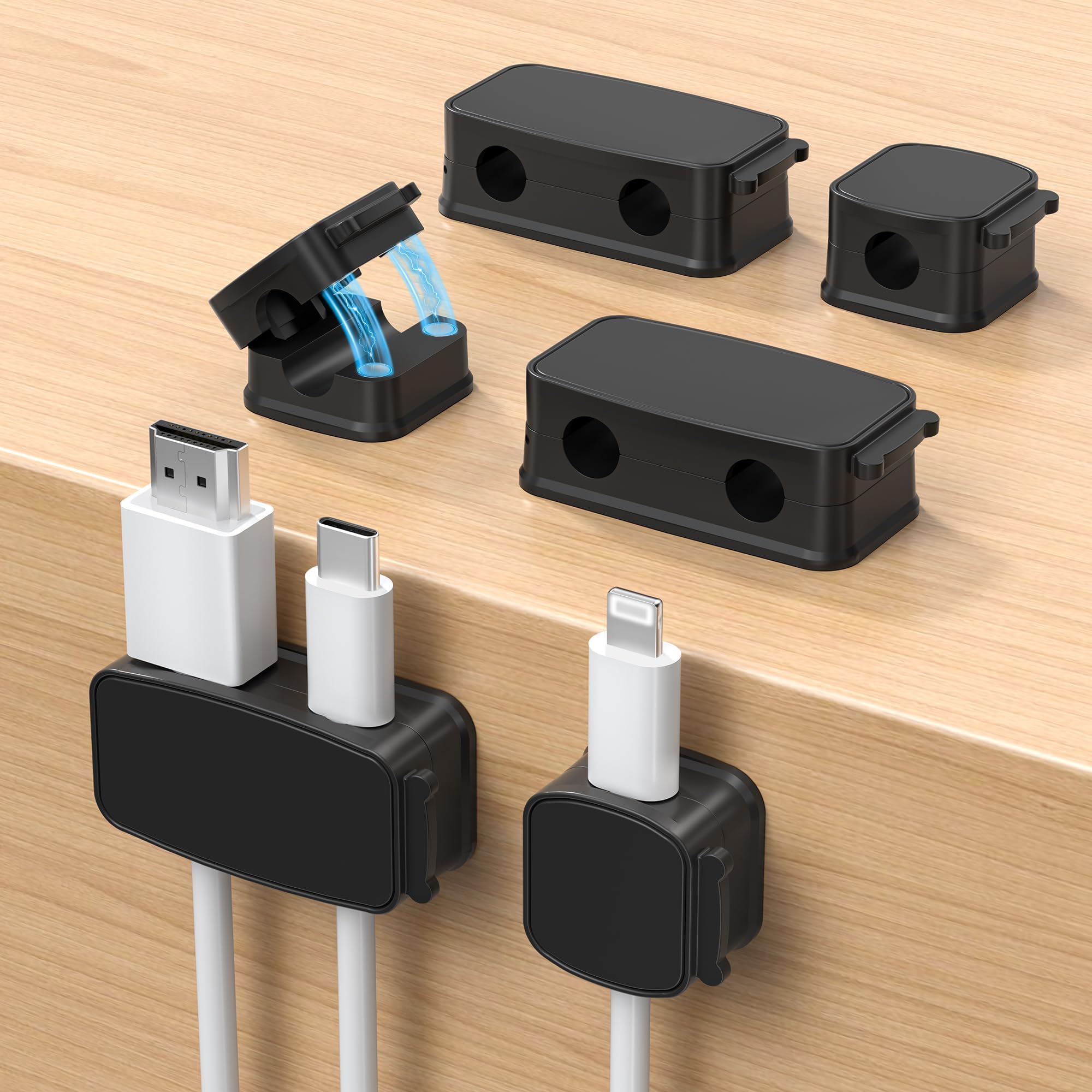 BASESAILOR 6Pack Magnetic Cable Tidy Clips,Cord Organizer Cable Management
