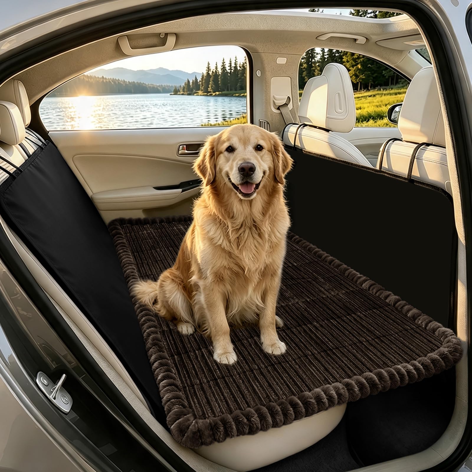 SYLC Dog Bed for Car Back Seat, Non-Slip Car Seat Cushion Cover Waterproof