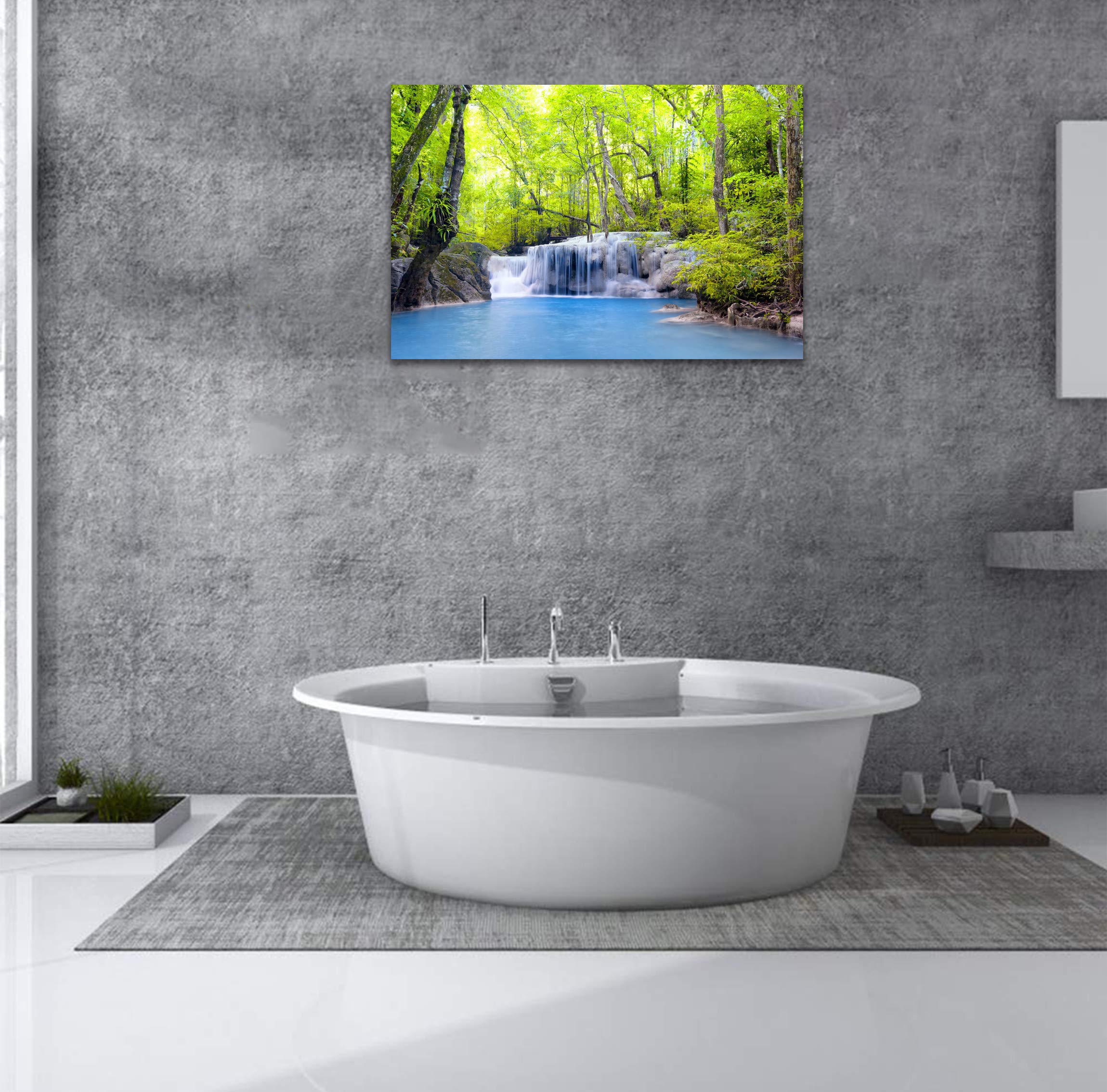 Amazon.co.jp: 絵画 インテリア 額付き 滝の絵 ポスター 森林 玄関