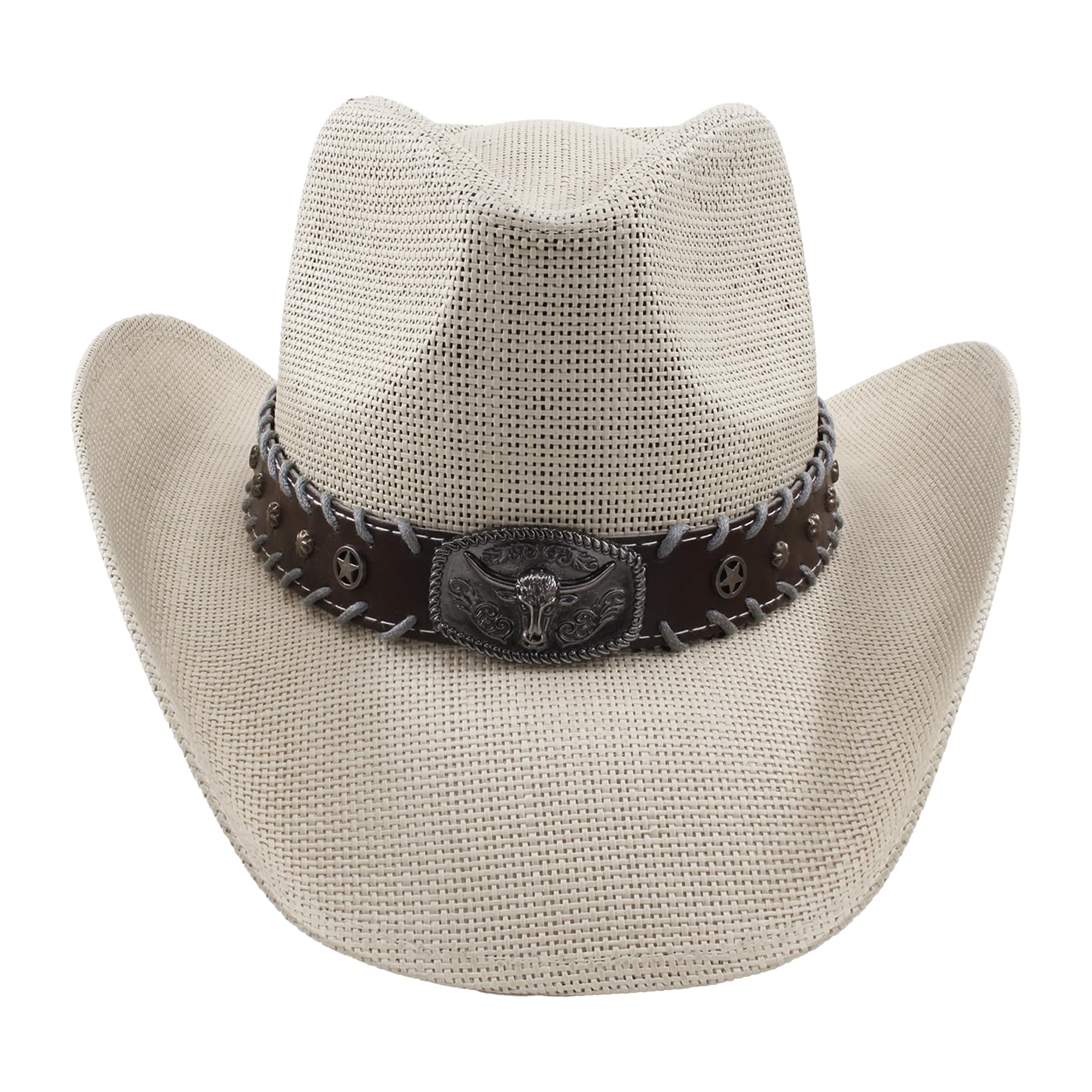 Sombrero Vaquero de Paja Fuerte Diseño Estampado Americano, Gorro Vaquero Cowboy Western del Oeste, Disfraz Carnaval Halloween Hombre Mujer Talla Única 58-59cm