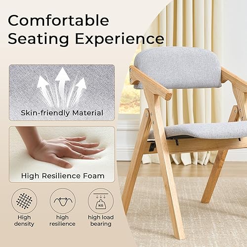 Miniatura 4 de Sillas plegables con asientos acolchados, silla de comedor apilable de madera, sillas de comedor plegables fáciles de almacenar para cocina, sala de