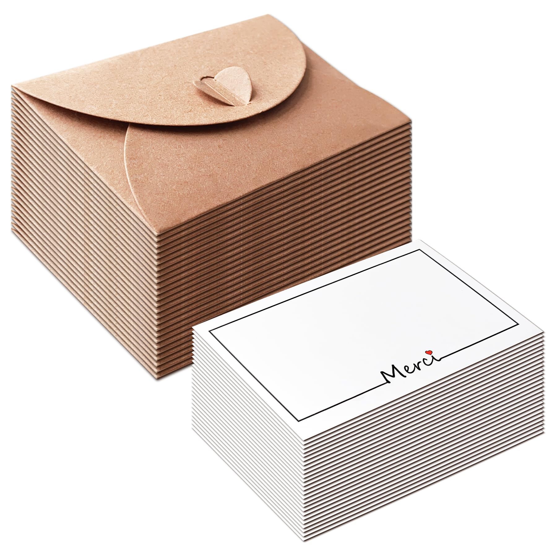 25 Pièces Petites Enveloppes Kraft avec 25 Cartes Vierges 10.6×7.6cm pour Noël Fête Invitation