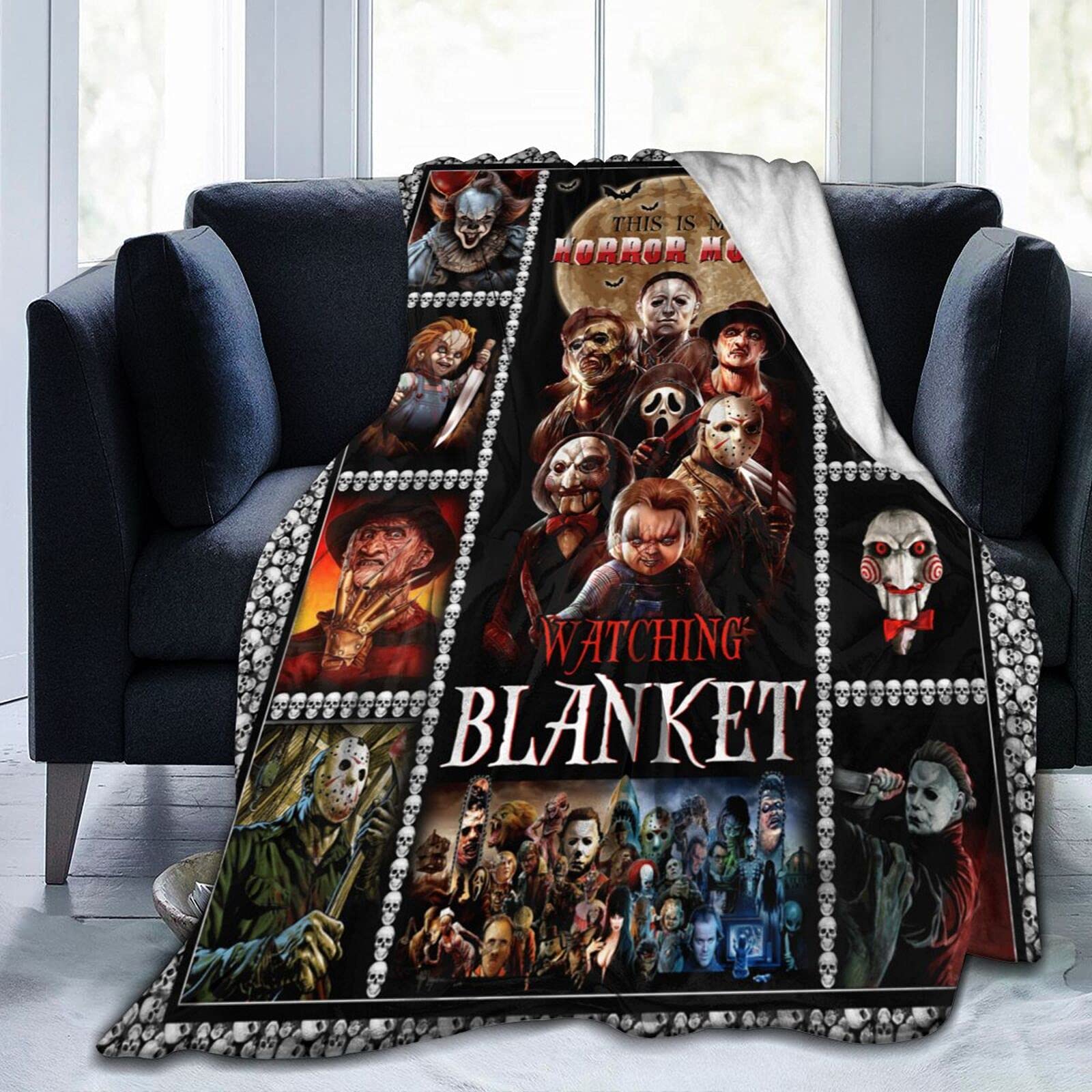 YINGD Horror Movie Characters Blanket Xmas Halloween Flannel Cozy Plush Blanket 125CM X 100CM