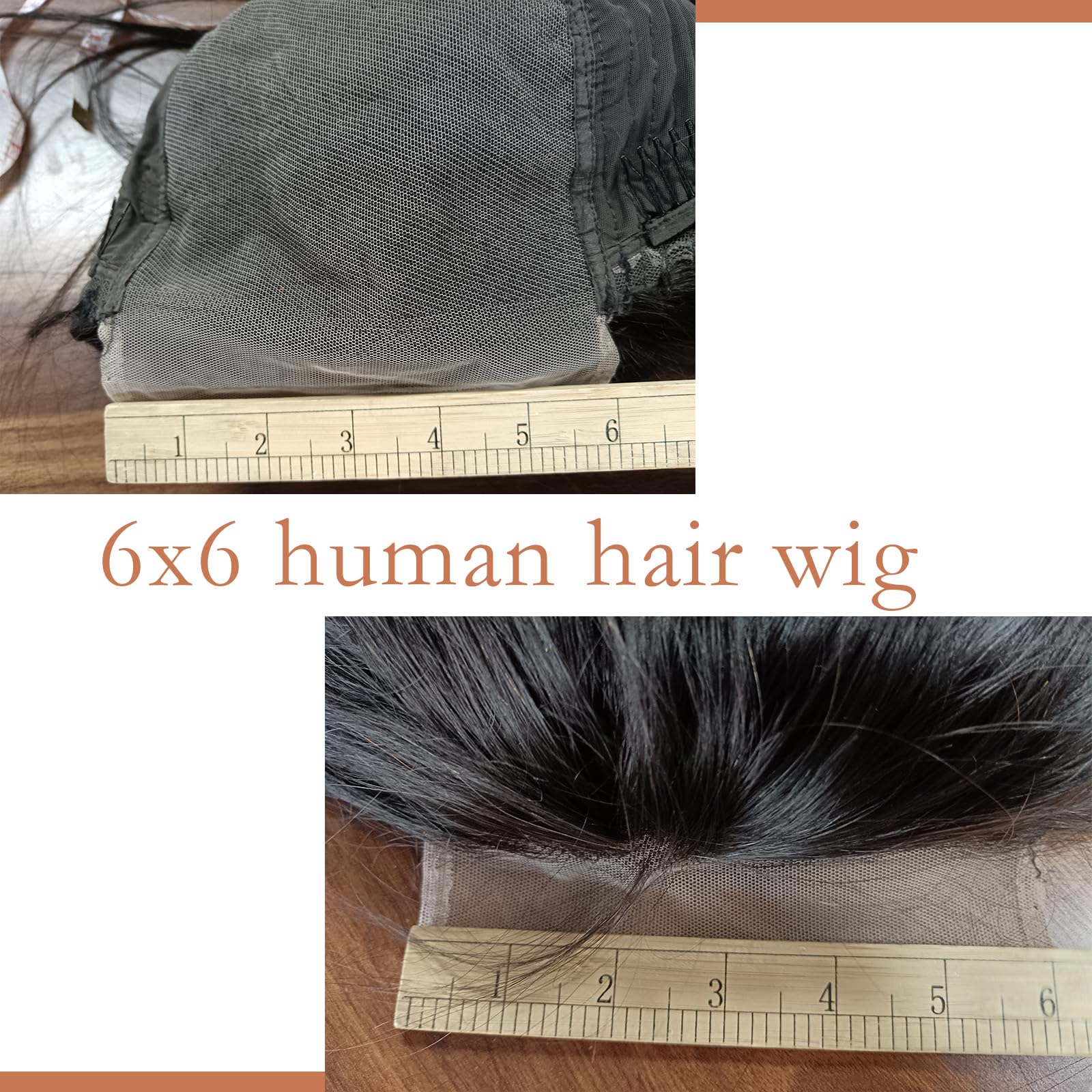 6x6 Lace Closure Wigs Human Hair Glueless Straight Swiss Lace Front Wigs Human Hair Pre Plucked 180 Density Black Color 20 inch - Image 3