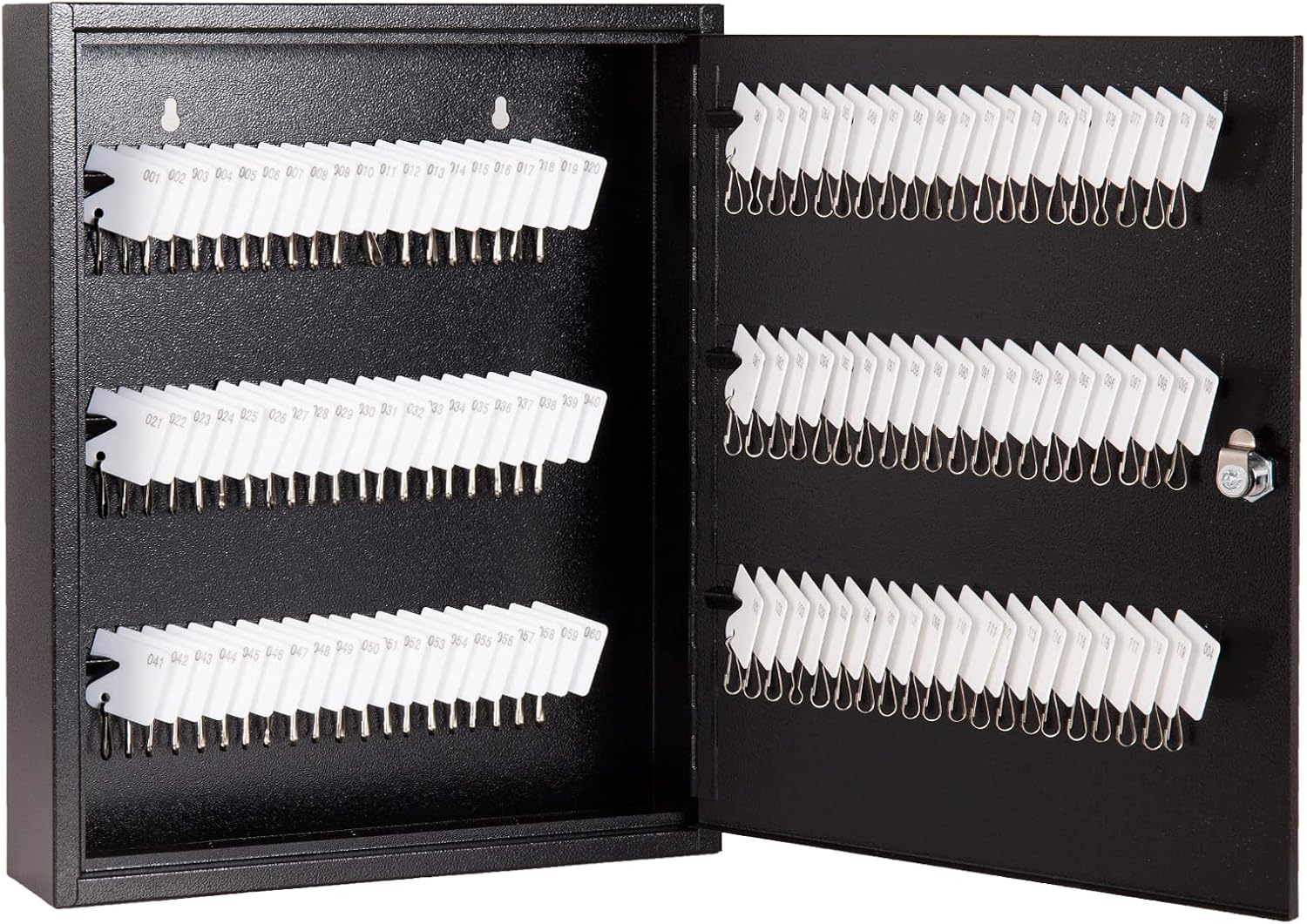 UMEKEN Key Box Wall Mount 120 Position Metal Valet Key Cabinet Lock Box with Key Tags, Key Holder Lockbox Key Organizer Safe Storage Locker Box, Black, 14" x 3.15" x 17.13" 120 KEY