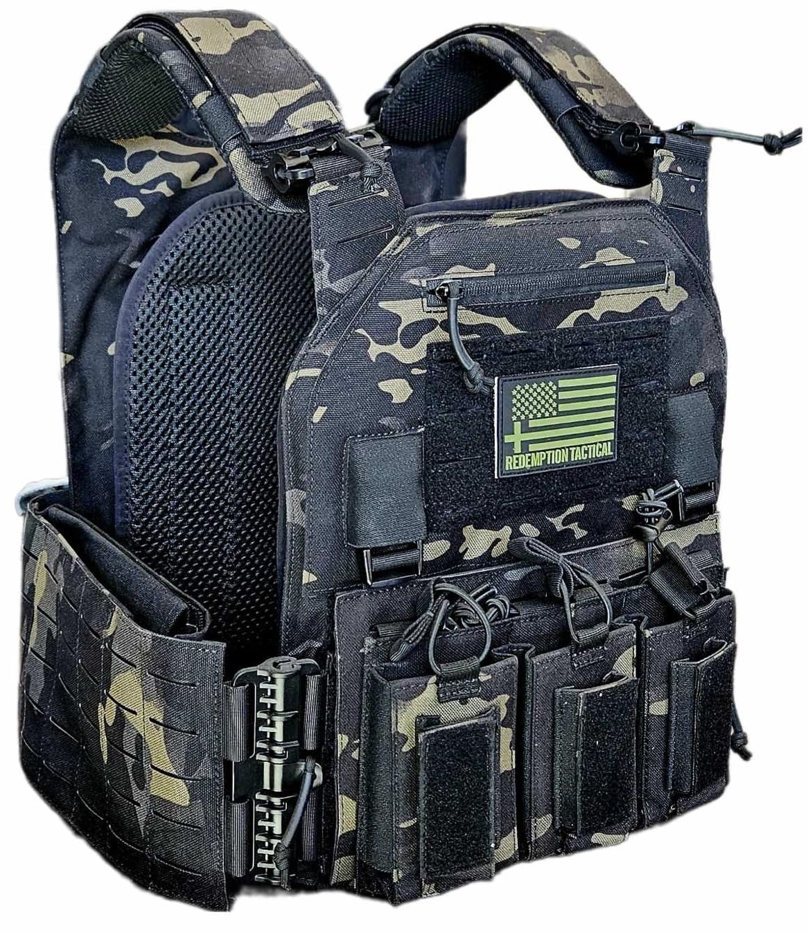 Redemption Crusader 2.0 Molle Quick Release Buckles Airsoft Vest With Adjustable Size Sides And Triple Pouch
