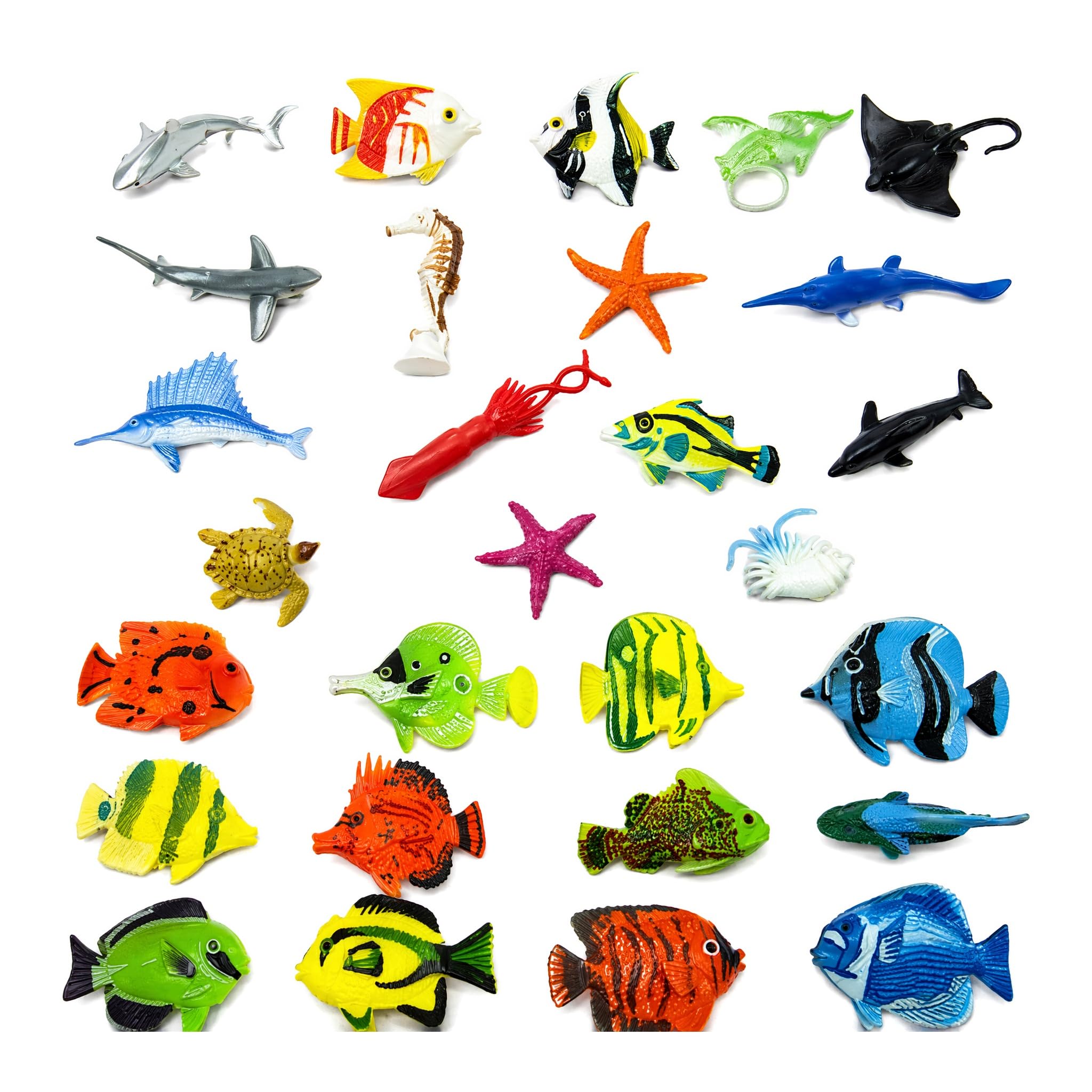 Mtbricey 28Pcs Realistic Ocean Animal Toys Plastic Fish Figures